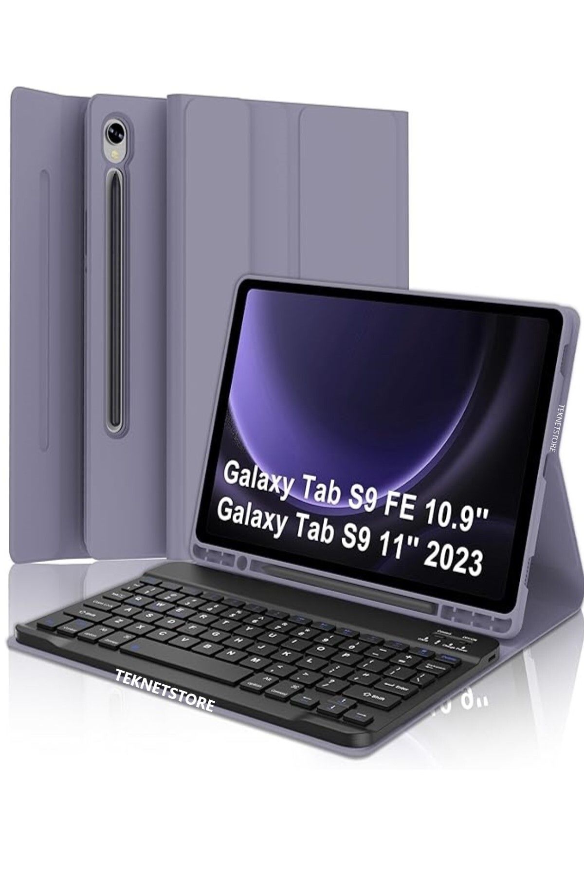 TEKNETSTORE Samsung Galaxy Tab S9 Fe 10.9" Q Türkçe Klavyeli Kılıf Kalem Bölmeli Bluetooth Özellikli Standlı