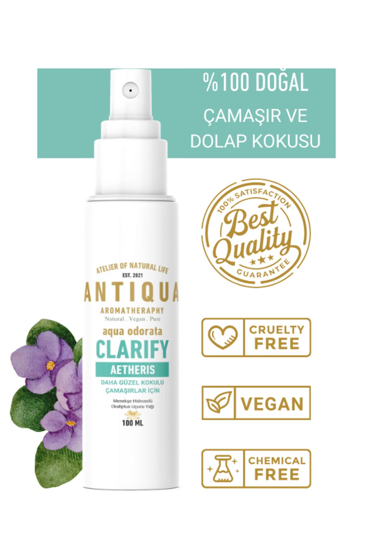 Antiqua Aromaterapi %100 Doğal Clarify Çamaşır ve Dolap Kokusu 100 Ml