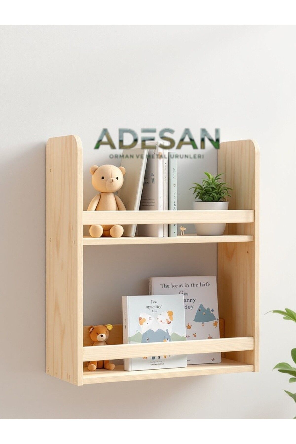 Çakır Home Ahşap Montessori Çocuk Kitaplık Çok Amaçlı Düzenleyici Raf