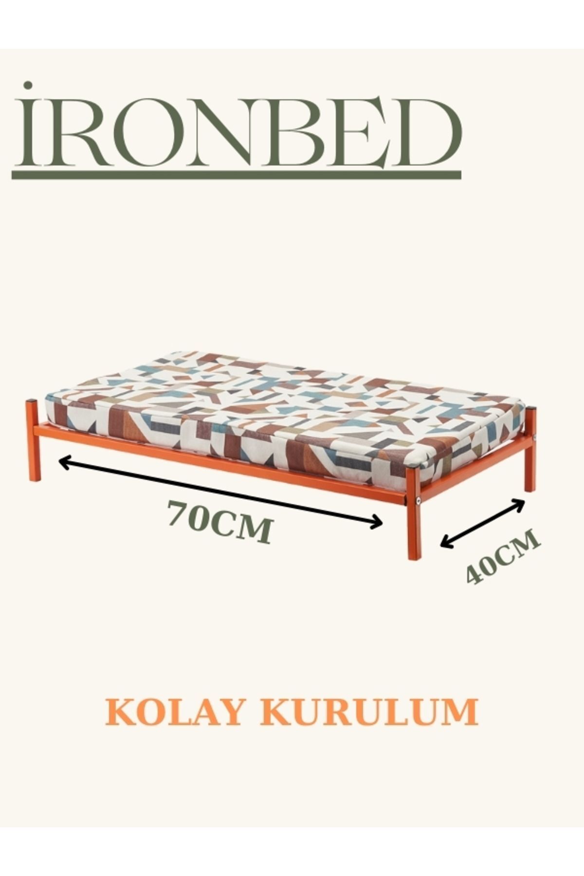 Evnalia Kedi - Köpek Yatağı İronbed Model 40*70 Cm Şık Tasarım Rahat ve Yıkanabilir Minder Yatak Dahil