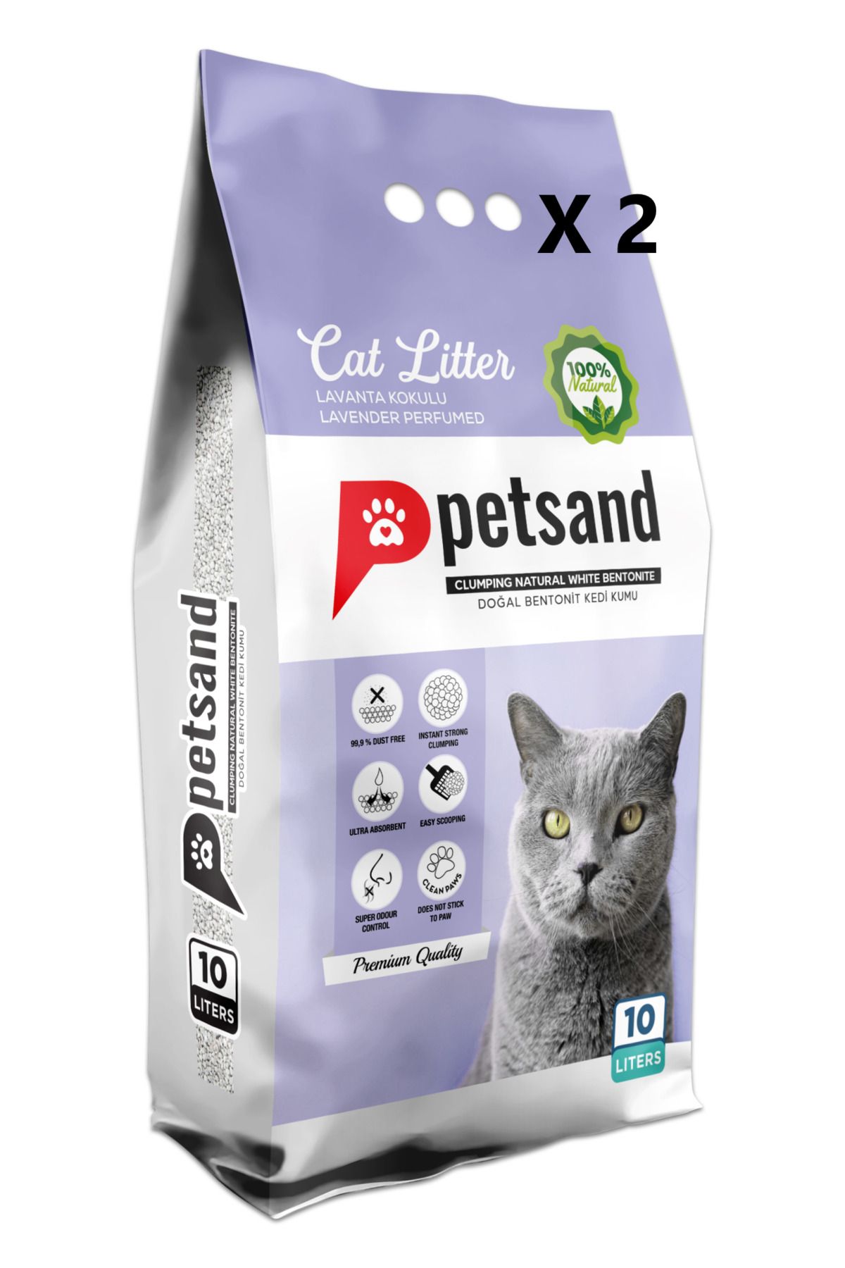 PETSAND Lavanta Kokulu Kedi Kumu 10 LT X 2 Adet