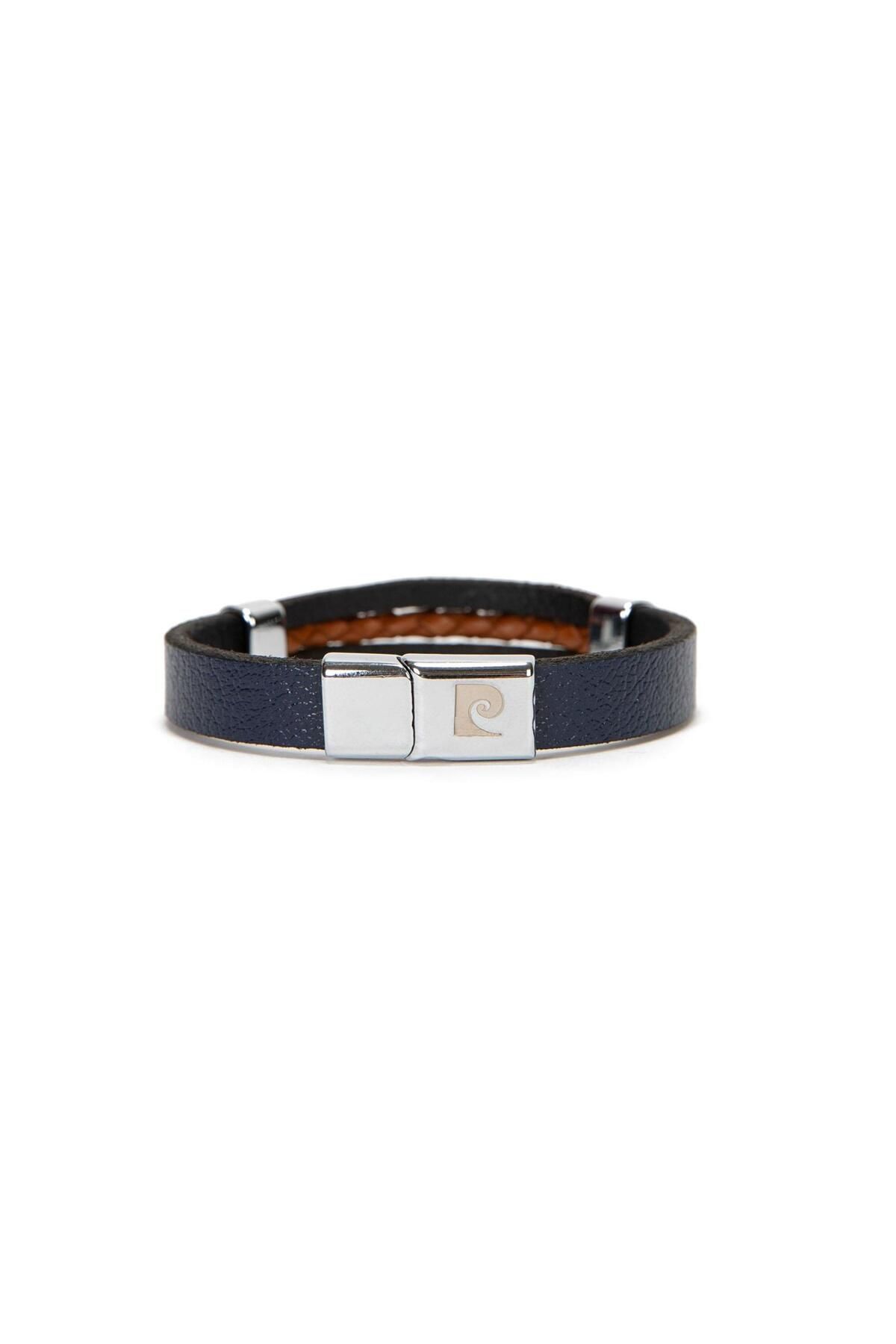Pierre Cardin-Navy Blue Corded Leather Men's Bracelet 2