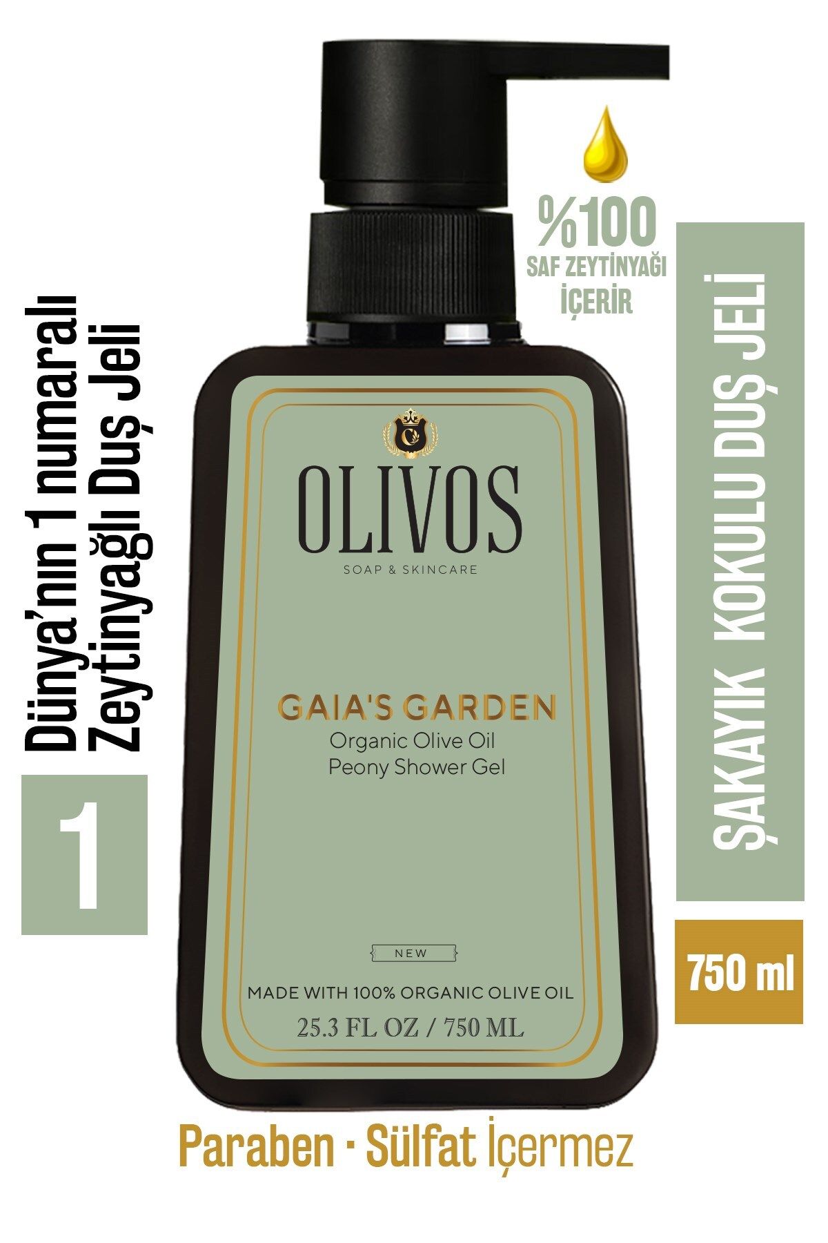 Olivos %100 Doğal Şakayık Kokulu Zeytinyağlı Banyo Ve Duş Jeli Kuru Cilt Nemlendirici Ve Besleyici 750 ml