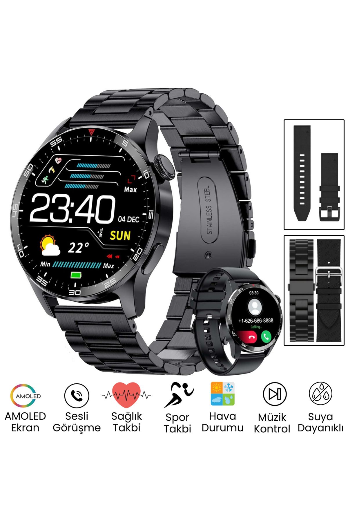 SONREİR Watch GT3 PRO Siyah Erkek Akıllı Saat - Sesli Görüşme, NFC,GPS, Android & iPhone & Huawei Uyumlu 8,9