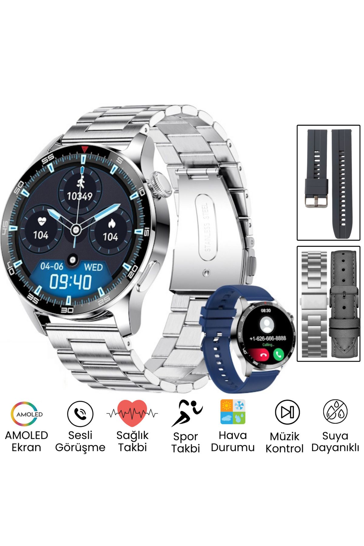 SONREİR Watch GT3 PRO Gümüş Erkek Akıllı Saat - Sesli Görüşme, NFC,GPS, Android & iPhone & Huawei Uyumlu 8,9