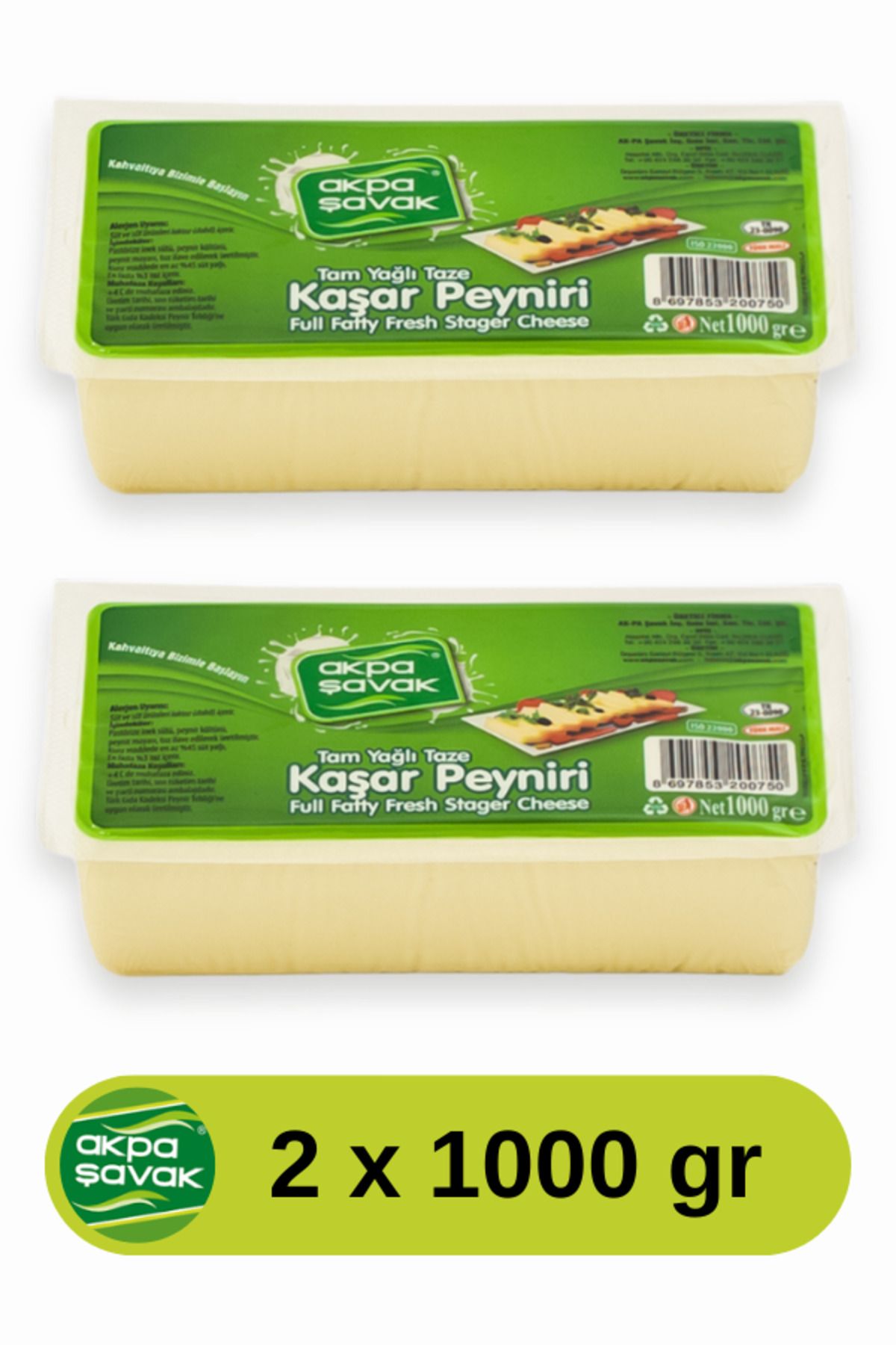 Ak-pa Şavak Akpa Şavak Tam Yağlı Kaşar Peyniri (2 x 1 kg)