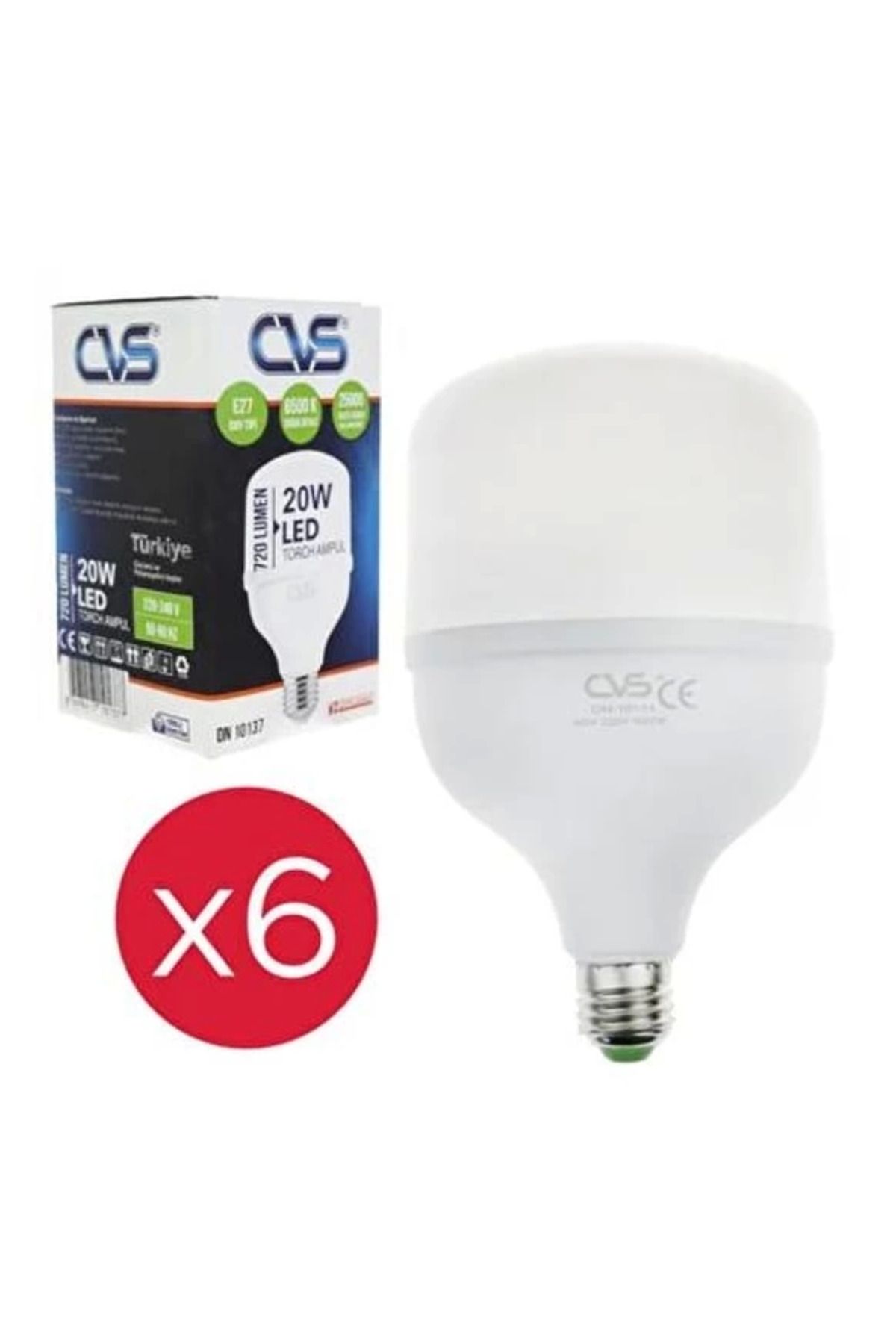 habaca Cvs 6 Adet 20 W Jumbo Torch Led Ampul Beyaz Işık