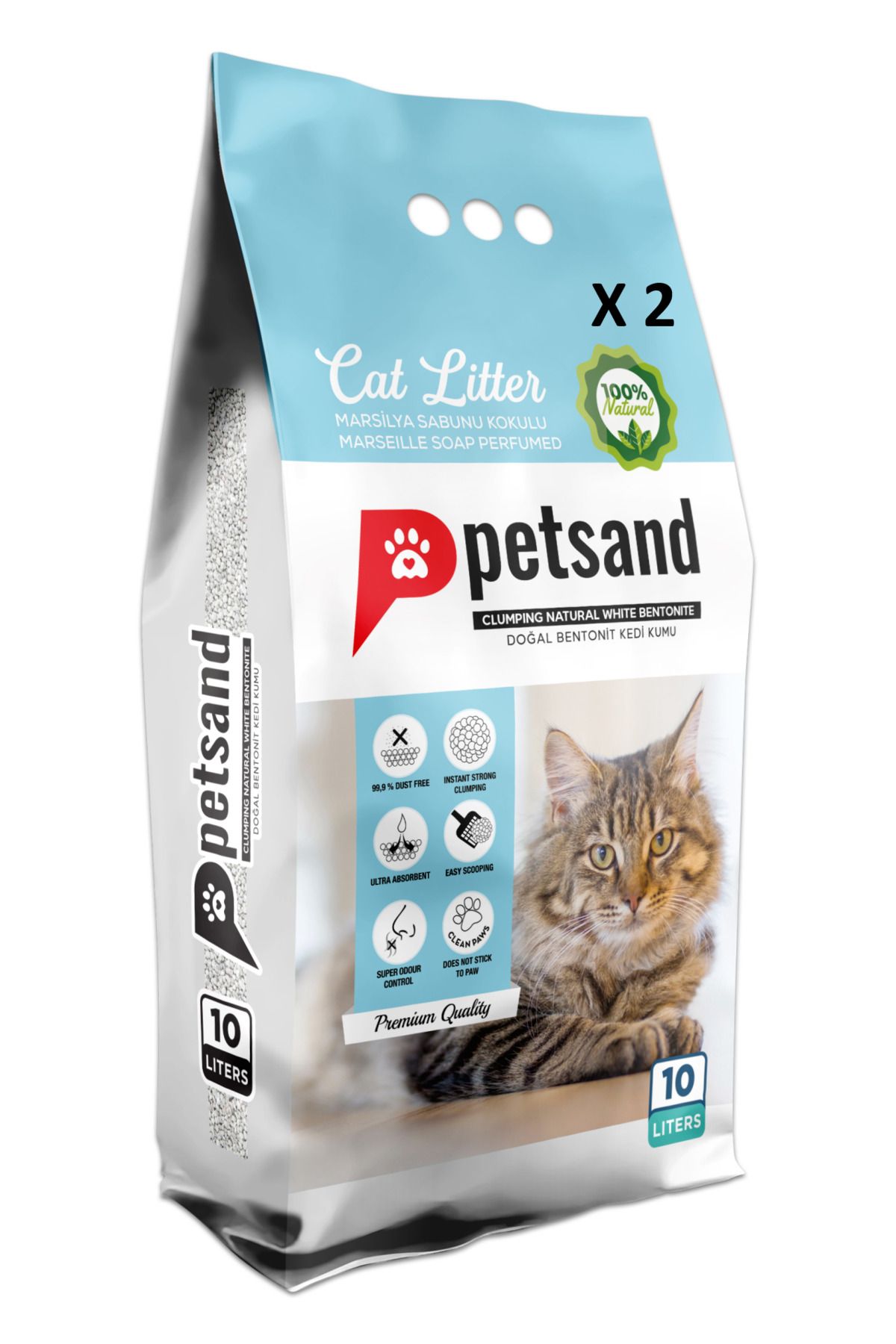 PETSAND Marsilya Sabunu Kokulu Kedi Kumu 10 LT X 2 Adet