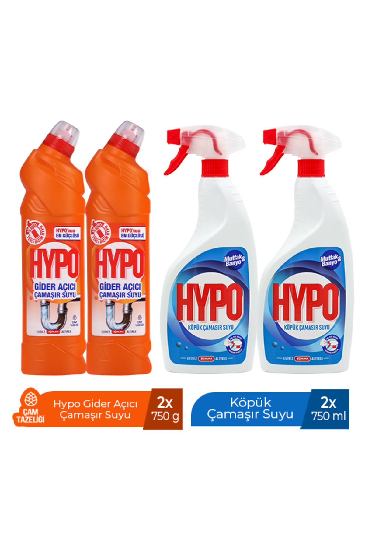 Hypo Gider Açıcı Çamaşır Suyu Çam Tazeliği 750 gr X 2 Köpük Çamaşır Suyu X2