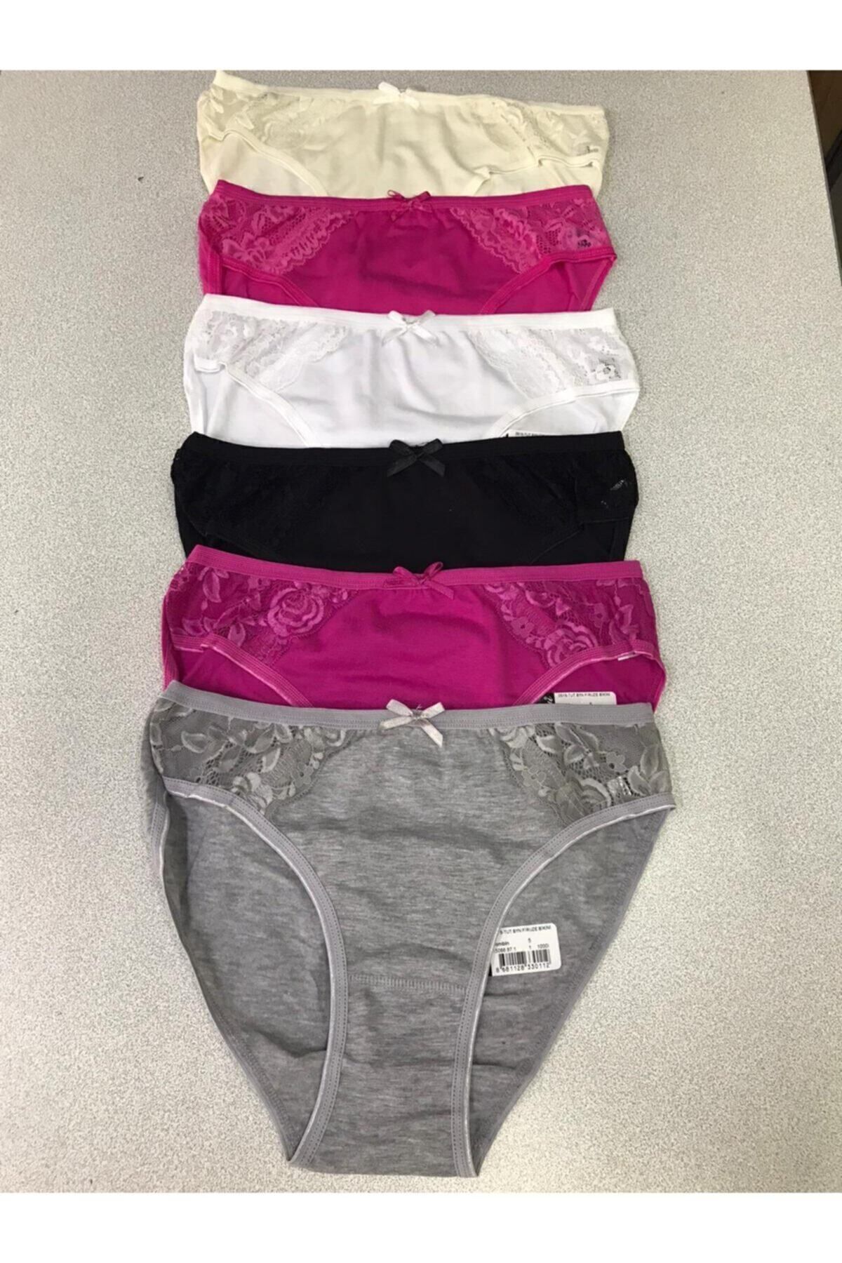 KEYAL Tutku 12'li Paket Kadın Dantelli Bikini Külot Asorti Kilot