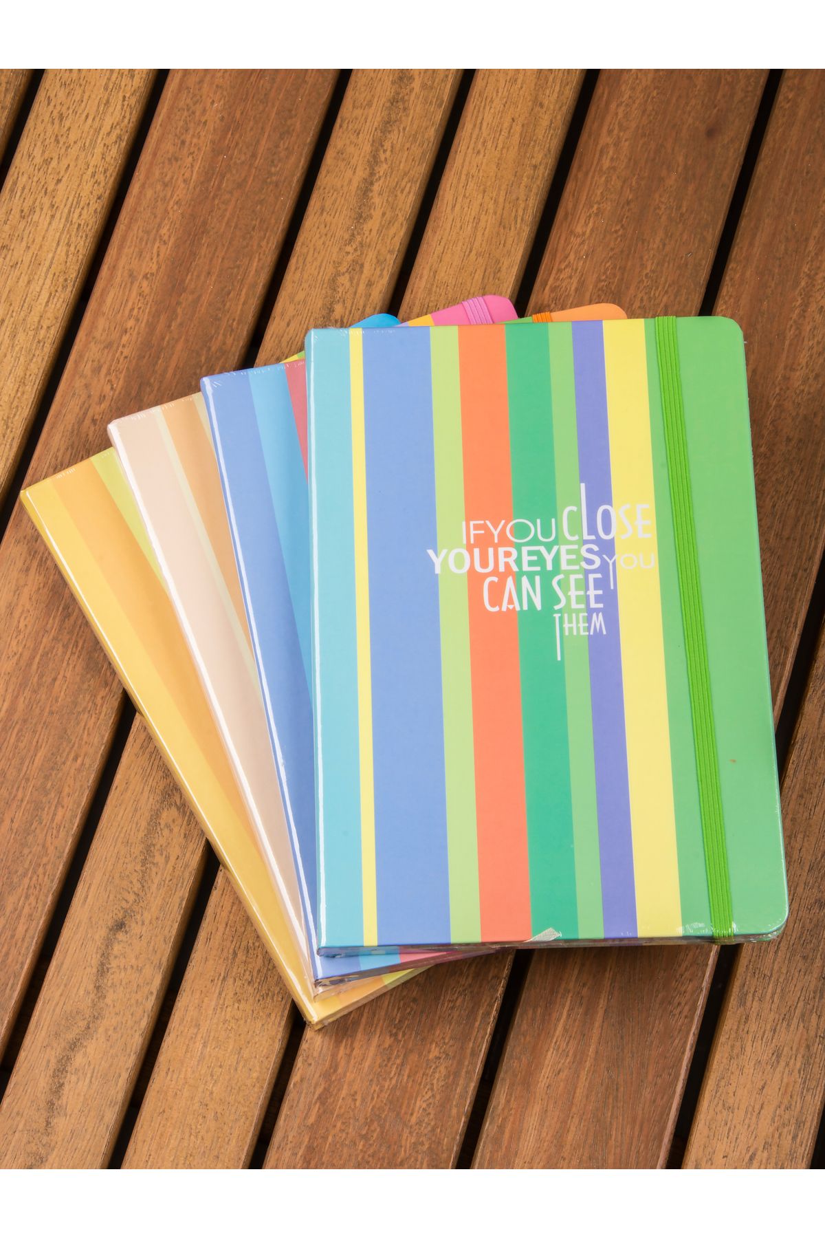 MUKKO HOME-Thick Cover Elastic Lined Notebook with Colorful Stripes Design - 80 Sheets 4