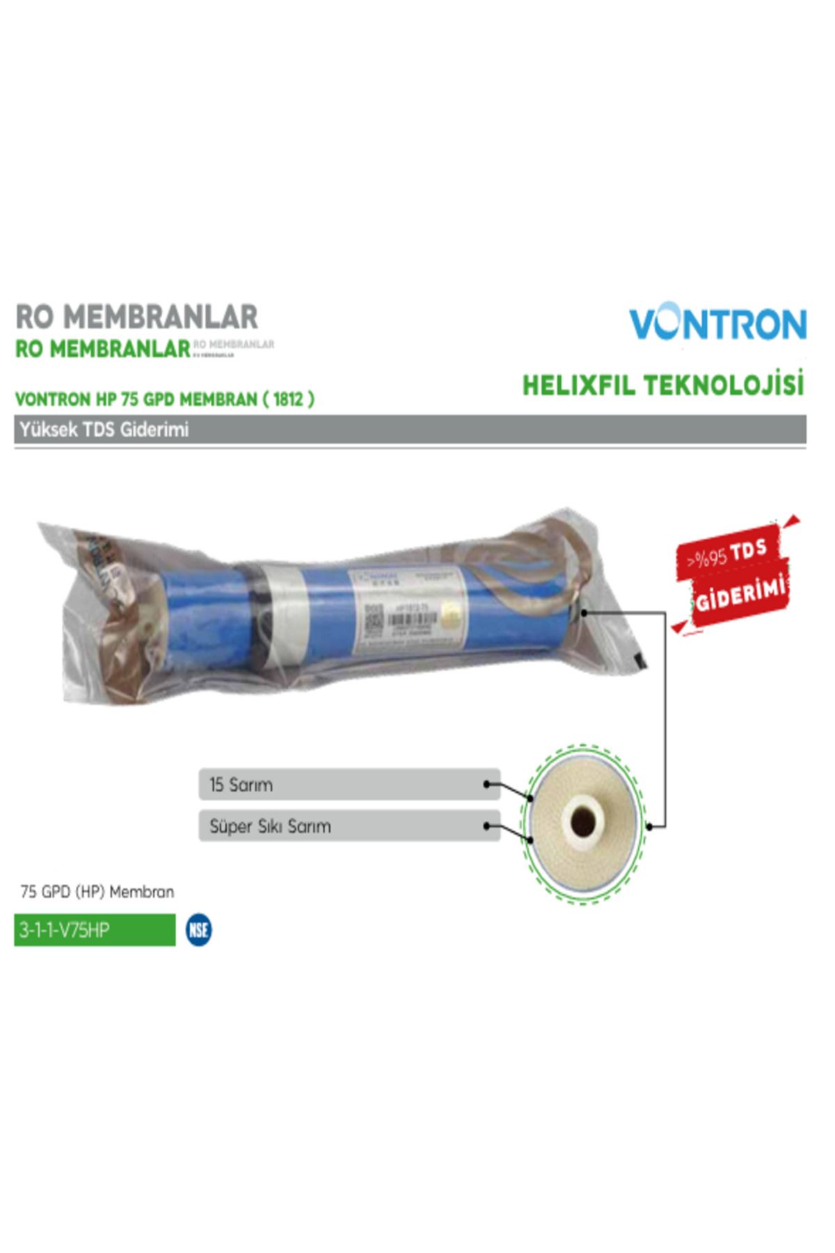 VONTRON Truva Arıtma Vontron Marka 1812 HP75 Membran