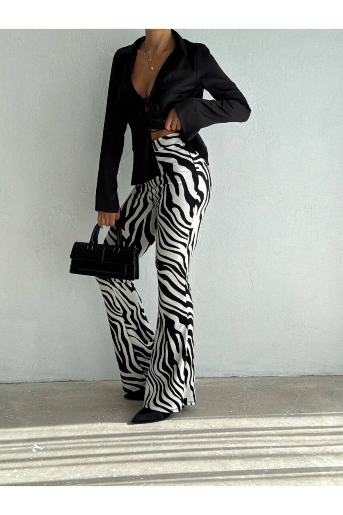 Miyav Butik Zebra Örme Krep Pantolon