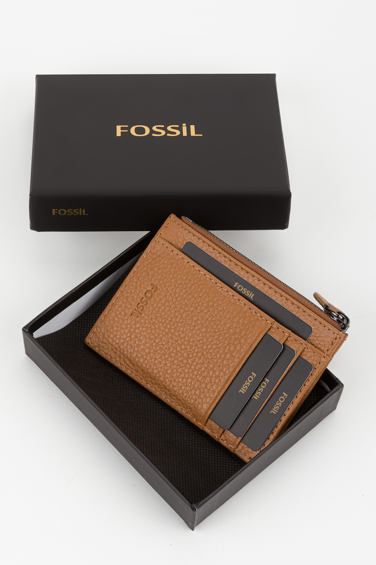 Fossil Kutulu Hakiki Deri Fermuar Detaylı Camel Unisex El Portföyü Kartlık Cüzdan görsel 8