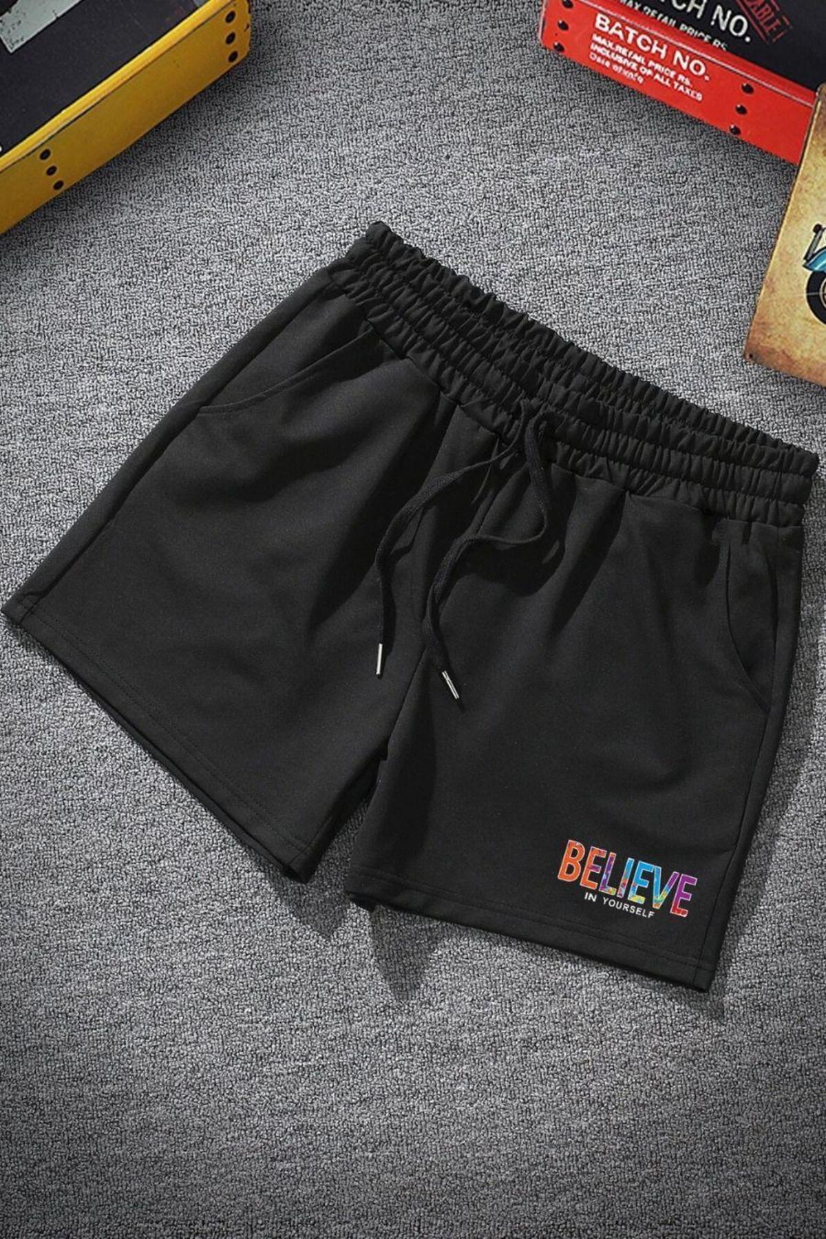 MARKATEM Unisex Believe Yazılı Şort