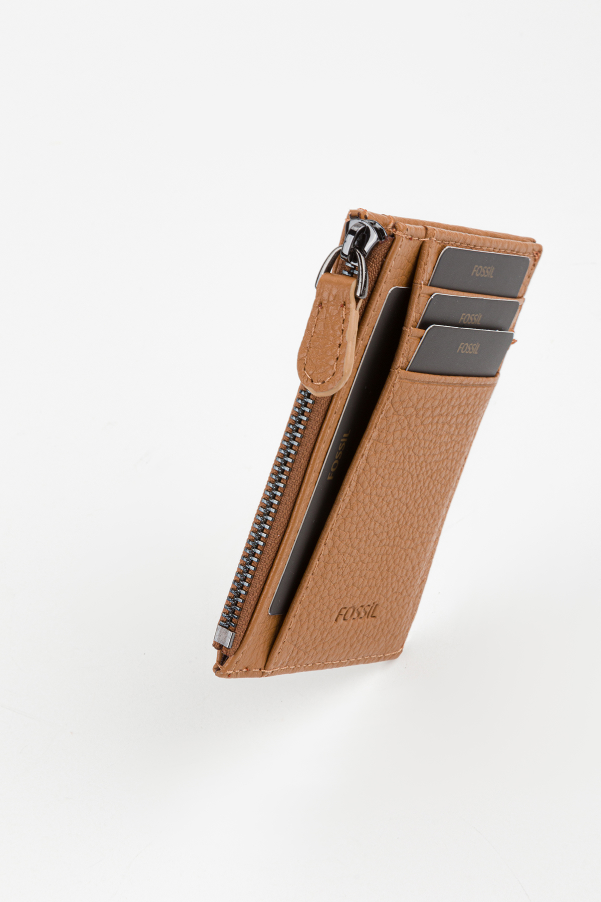 Fossil Kutulu Hakiki Deri Fermuar Detaylı Camel Unisex El Portföyü Kartlık Cüzdan görsel 6