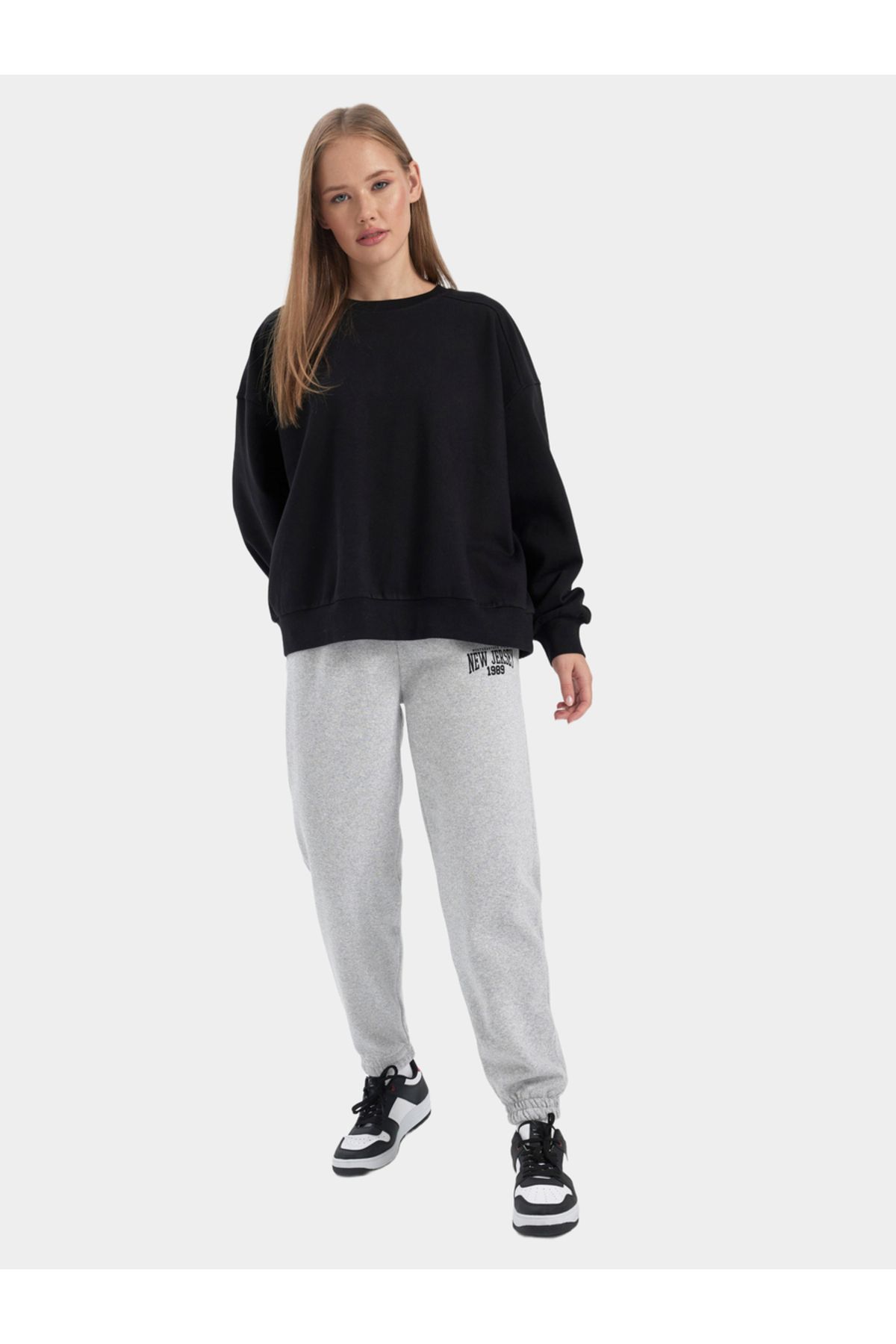 DeFacto-Slogan Print Elasticated Cuff Jogger Sweatpants 4