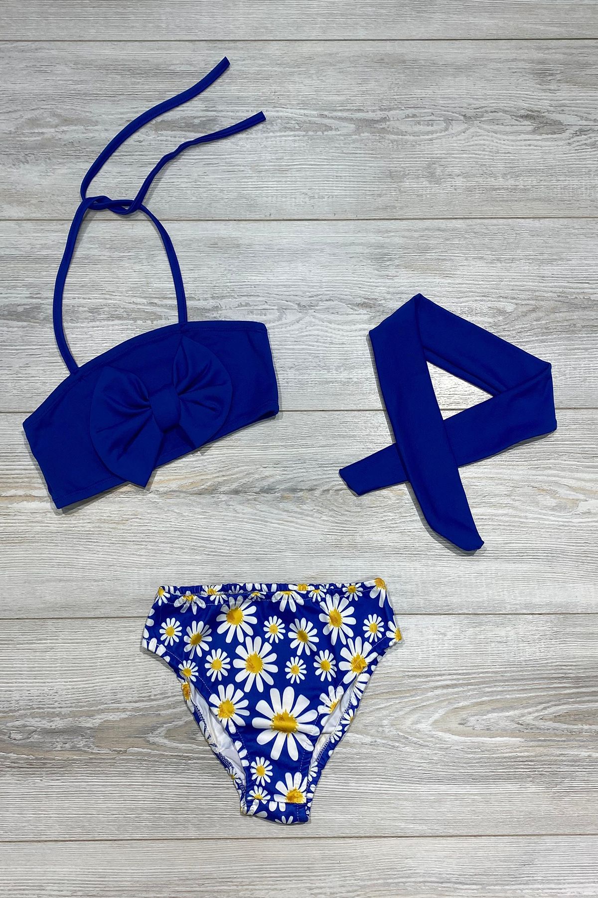 My Kids Wear-Bow Detailed Bandana Three Piece Bikini Suit Swimsuit 1