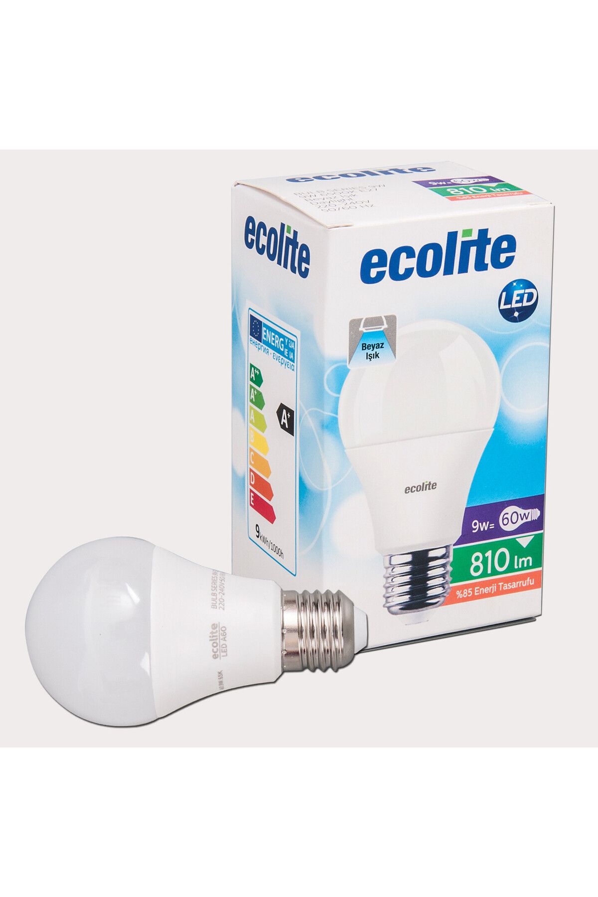 Ecolite A60 9 W Beyaz Klasik E27 Duy Led Ampul