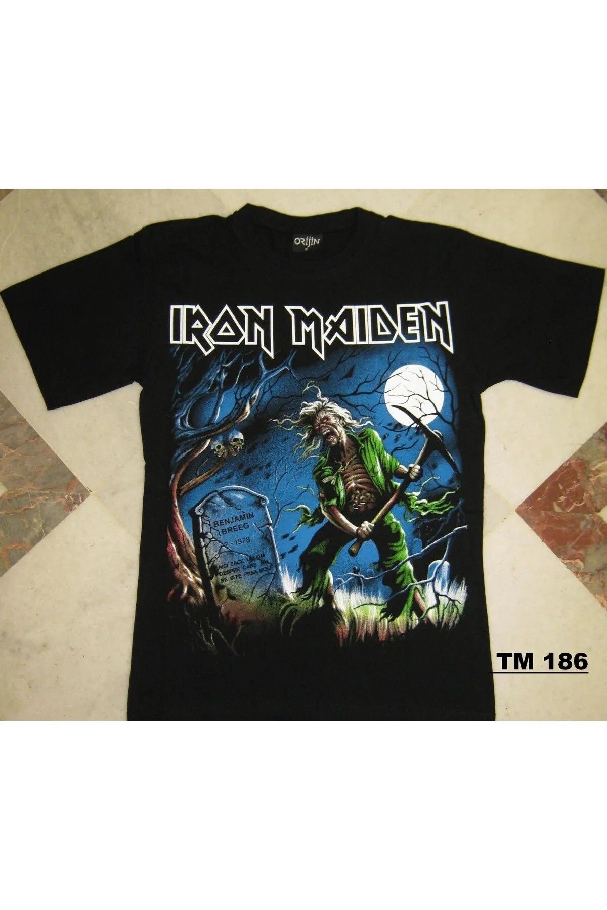 weywot Iron Maiden Baskılı Siyah Günlük Rahat Kesim T-Shirt