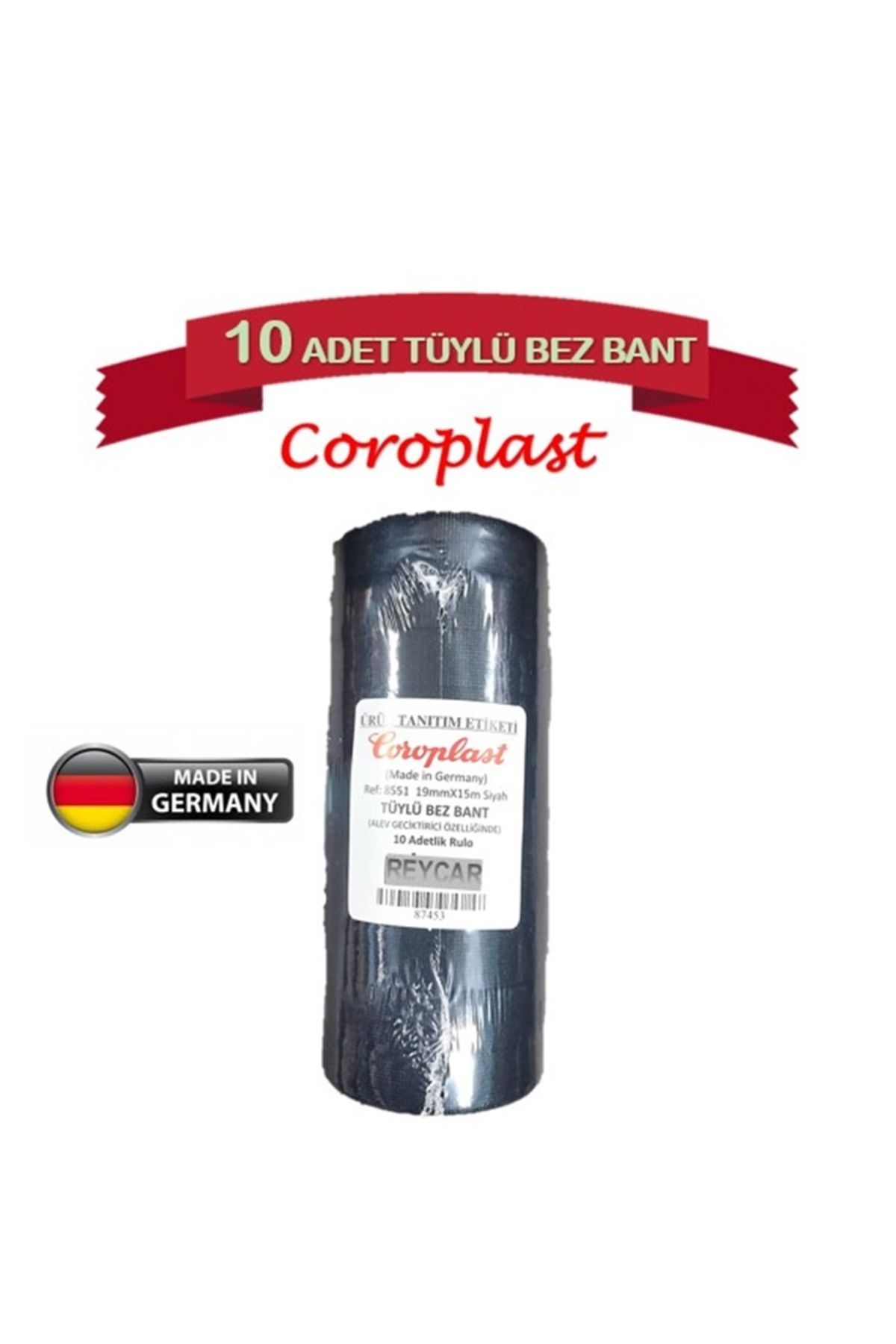 Coroplast 10 Adet Coroplast Tüylü Bez Bant 19mm X 15 Metre Ref:8551