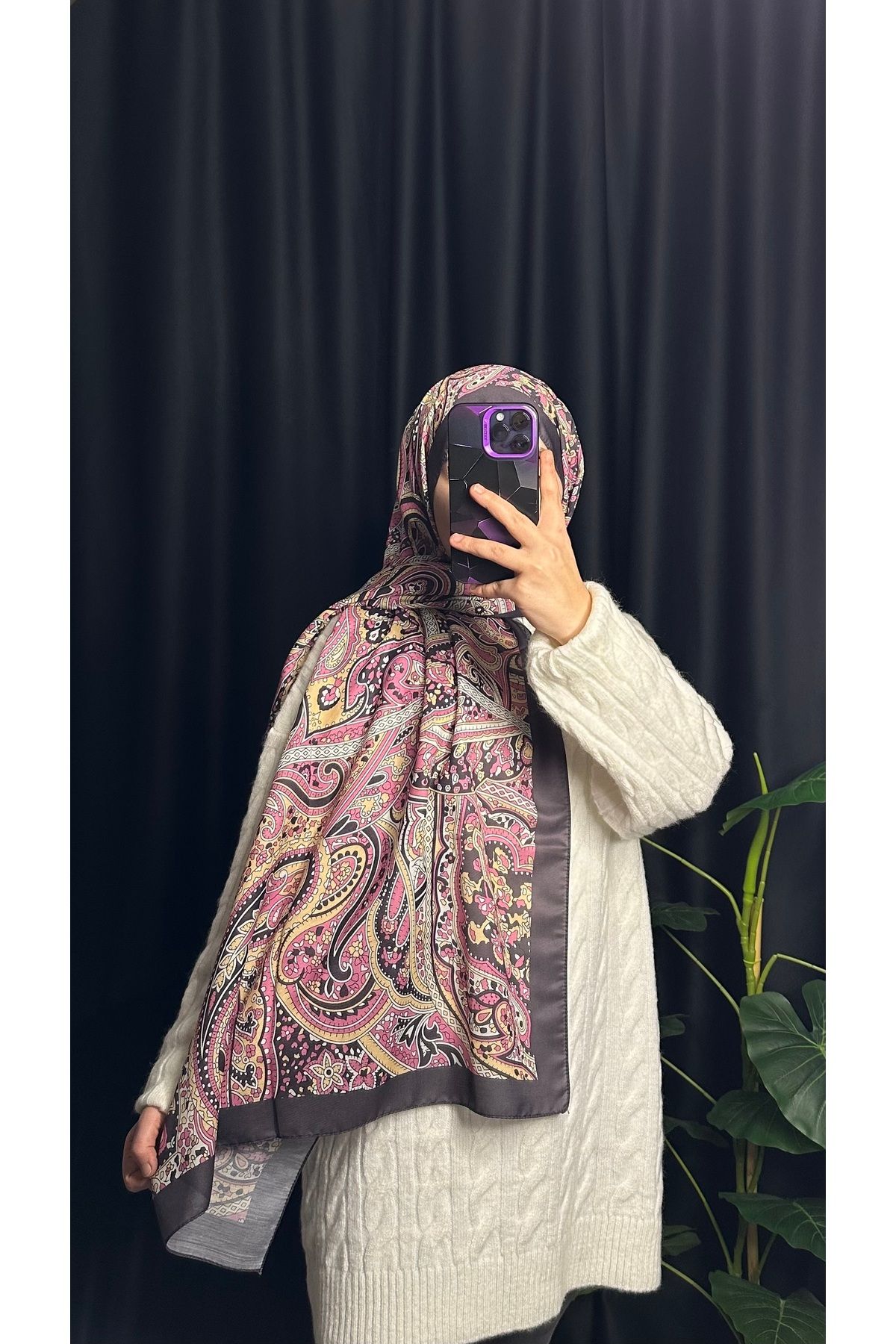 DİA.SCARF PEMBE RENK ETNİK DESEN PAMUK SOFT KUMAŞ ŞAL - YÜKSEK KALİTE