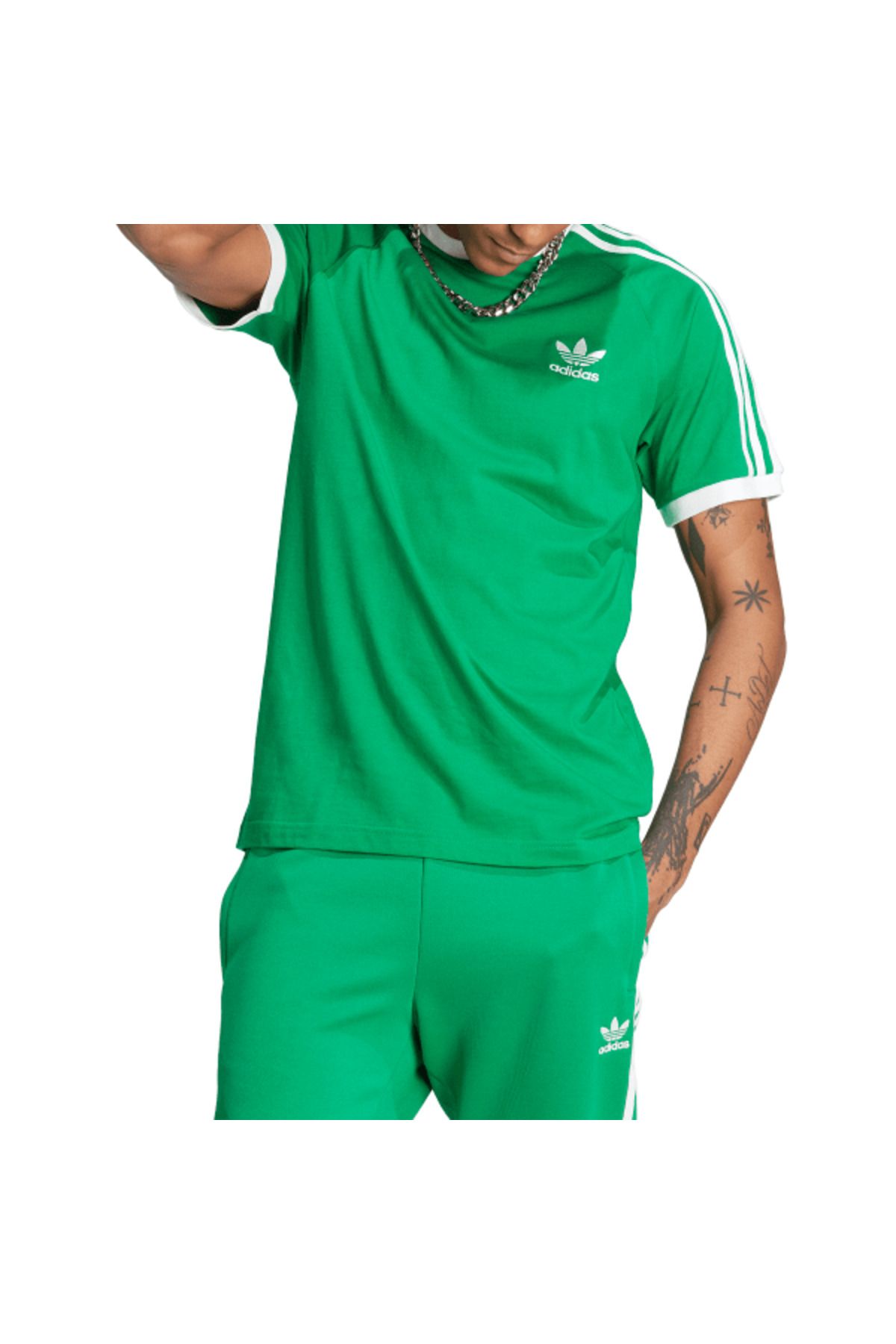 تی شرت ورزشی سبز مردانه 3 نوار adidas