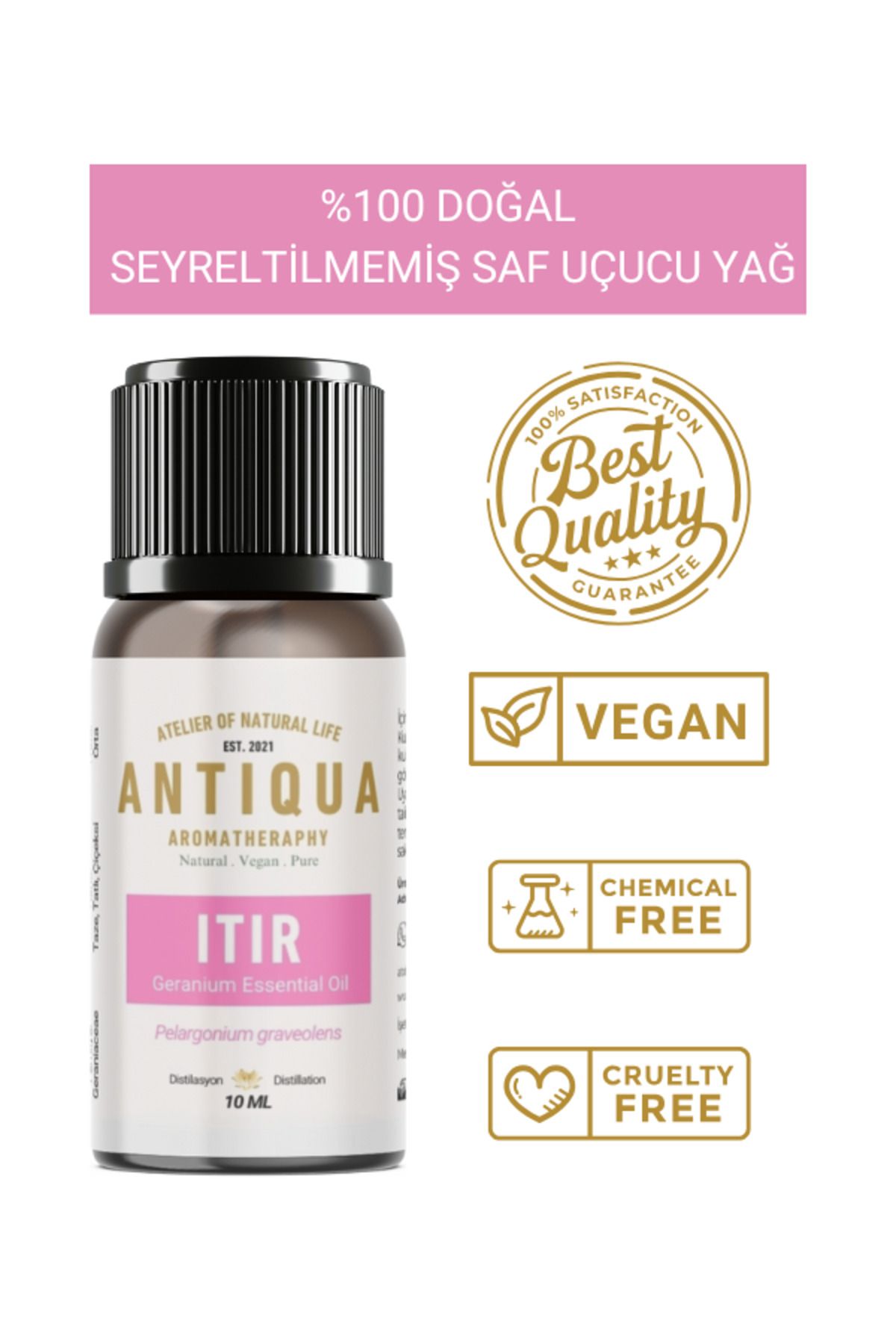 Antiqua Aromaterapi Itır (Sardunya) Uçucu Yağı 10 ml (Seyreltilmemiş Ürün, %100 Doğal ve Saf)