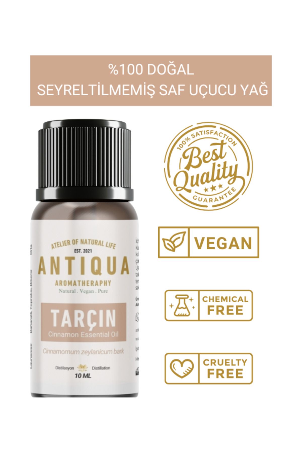 Antiqua Aromaterapi Tarçın Uçucu Yağı 10 Ml (Seyreltilmemiş Ürün, %100 Doğal ve Saf)