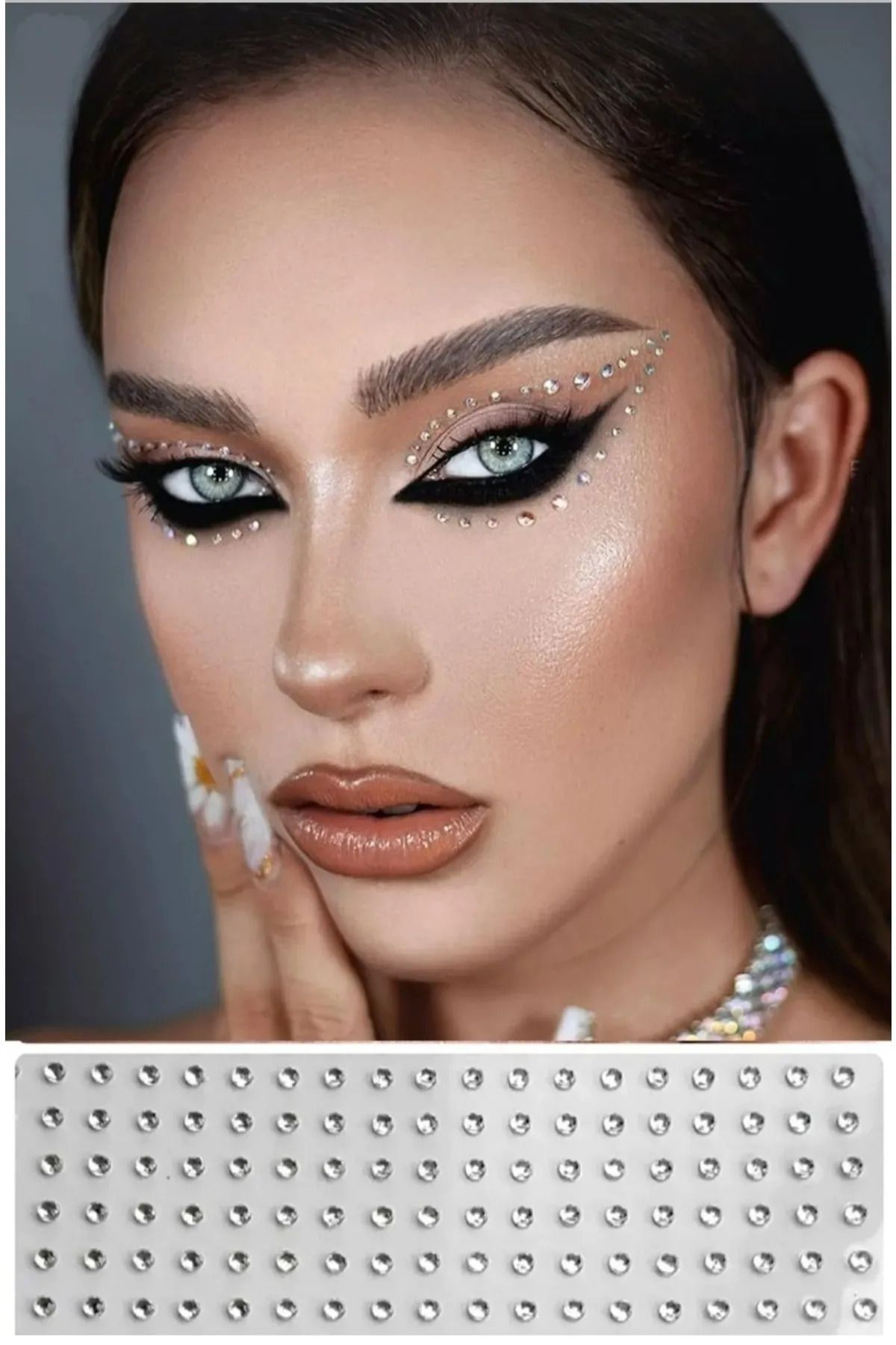 OEM Yüz Taşı Kristal - Burun, Vücut Taşı, Tattoo Makyaj Taşı, Yapışkanlı, 24 Adet