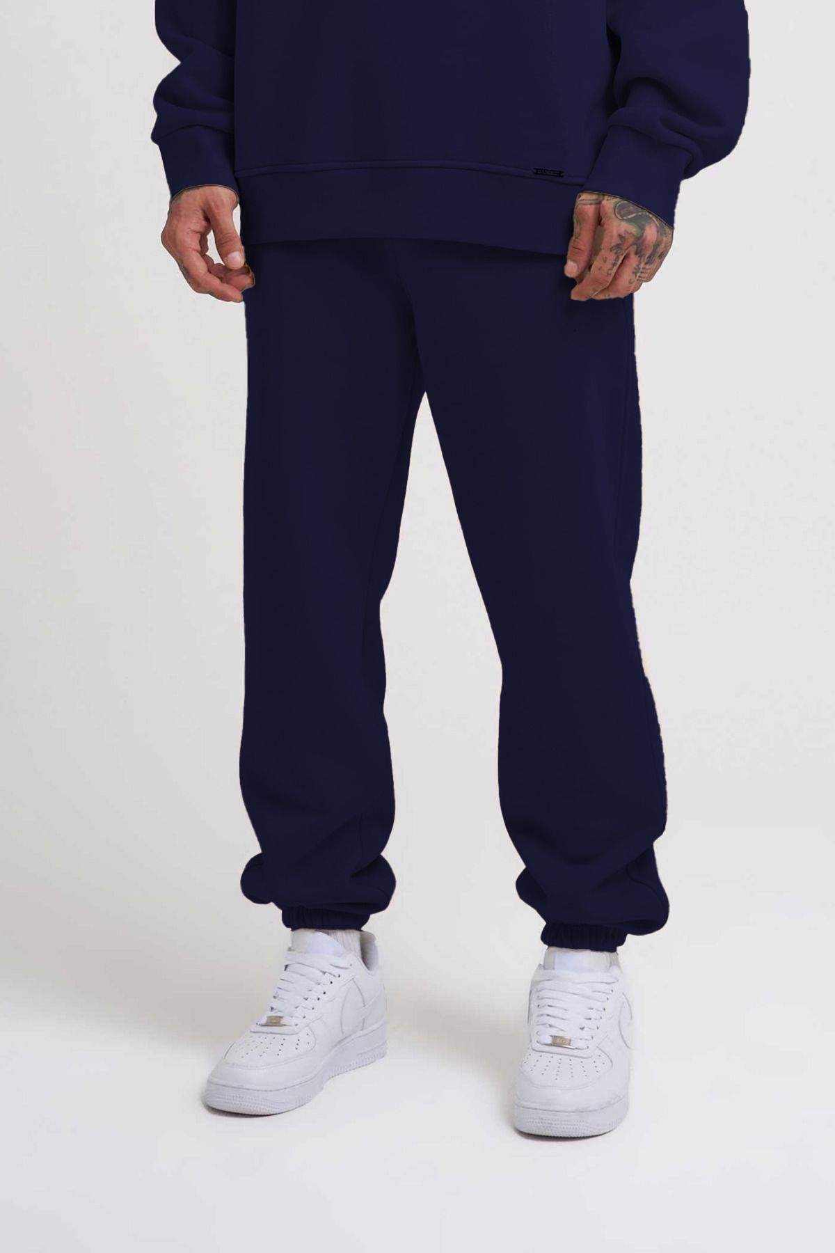 ruNadeS Pantaloni De Trening Relax Fit Pentru Bărbați, Din Bumbac, Cu Trei Fire, Cu Picior Elastic Masculin - S