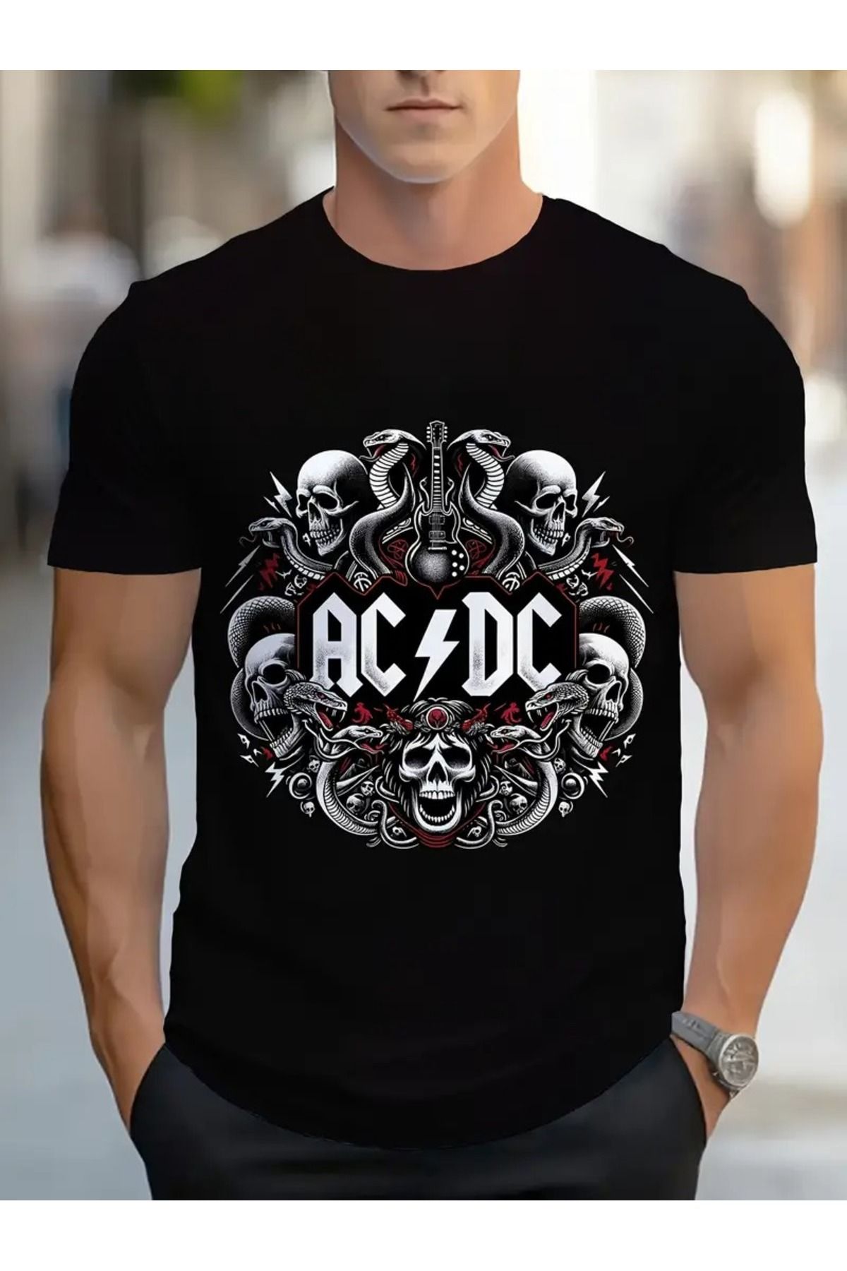 FULL TOLERANCE YD DESİNG AC/DC BASKILI OVERSİZE T-SHİRT