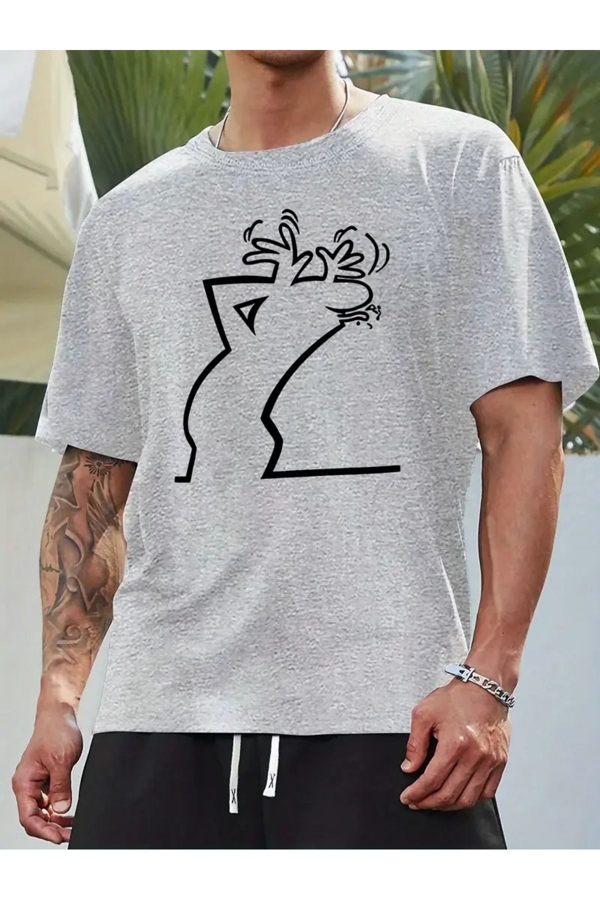 WOODROFFE Ünisex Bay Meraklı Basklı T-Shirt Yeni Sezon Oversize Salaş