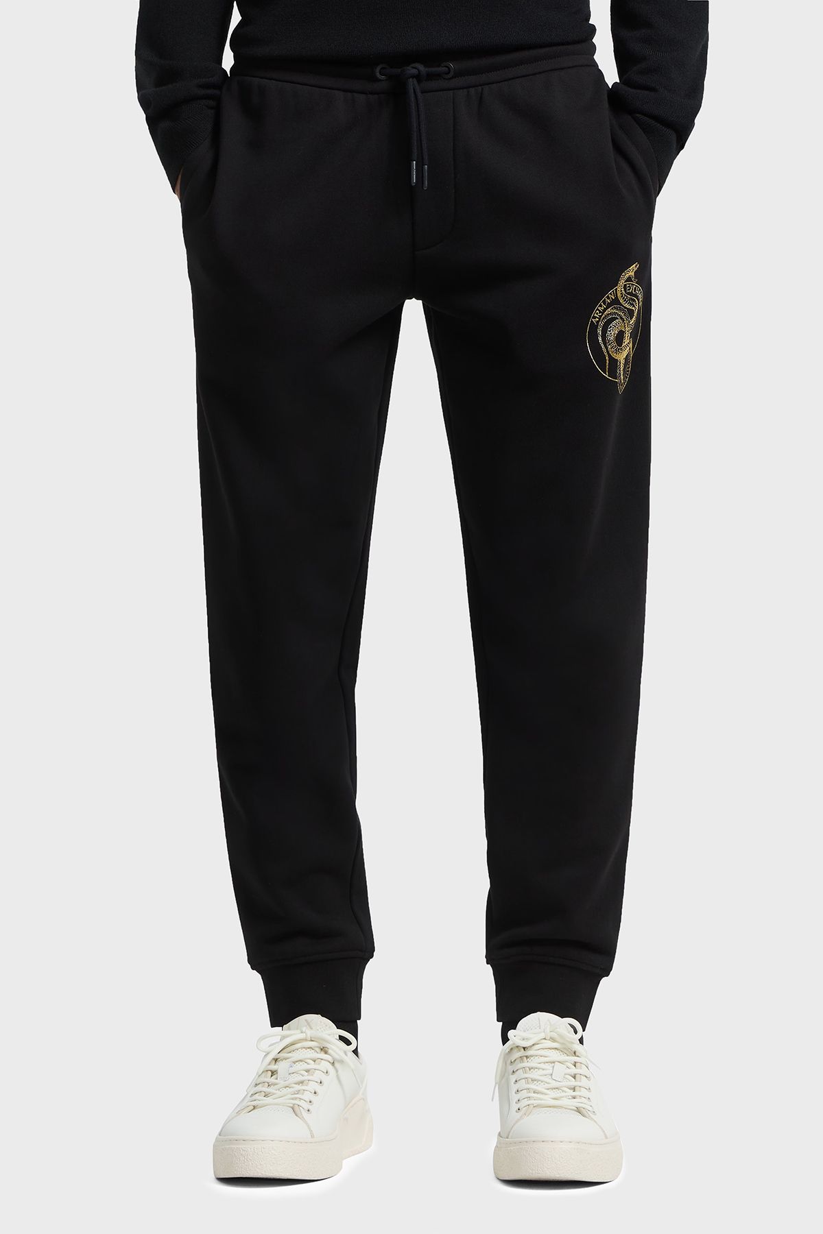 شلوار نخی با کمر بلند الاستیک ساق پاجوگر شلوار مردانه XM000218 Armani Exchange