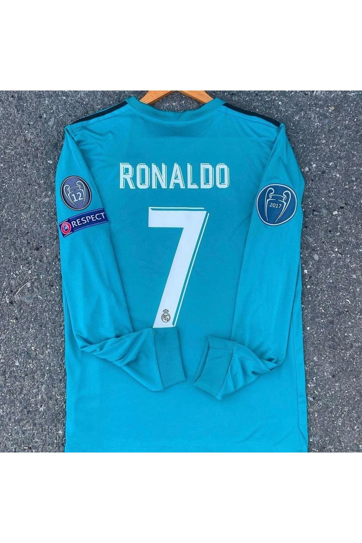 Candy Star C. RONALDO R. Madrid 2017//2018 Şampiyonlar Ligi Finali Nostaljı RONALDO Turkuaz Uzun Forması