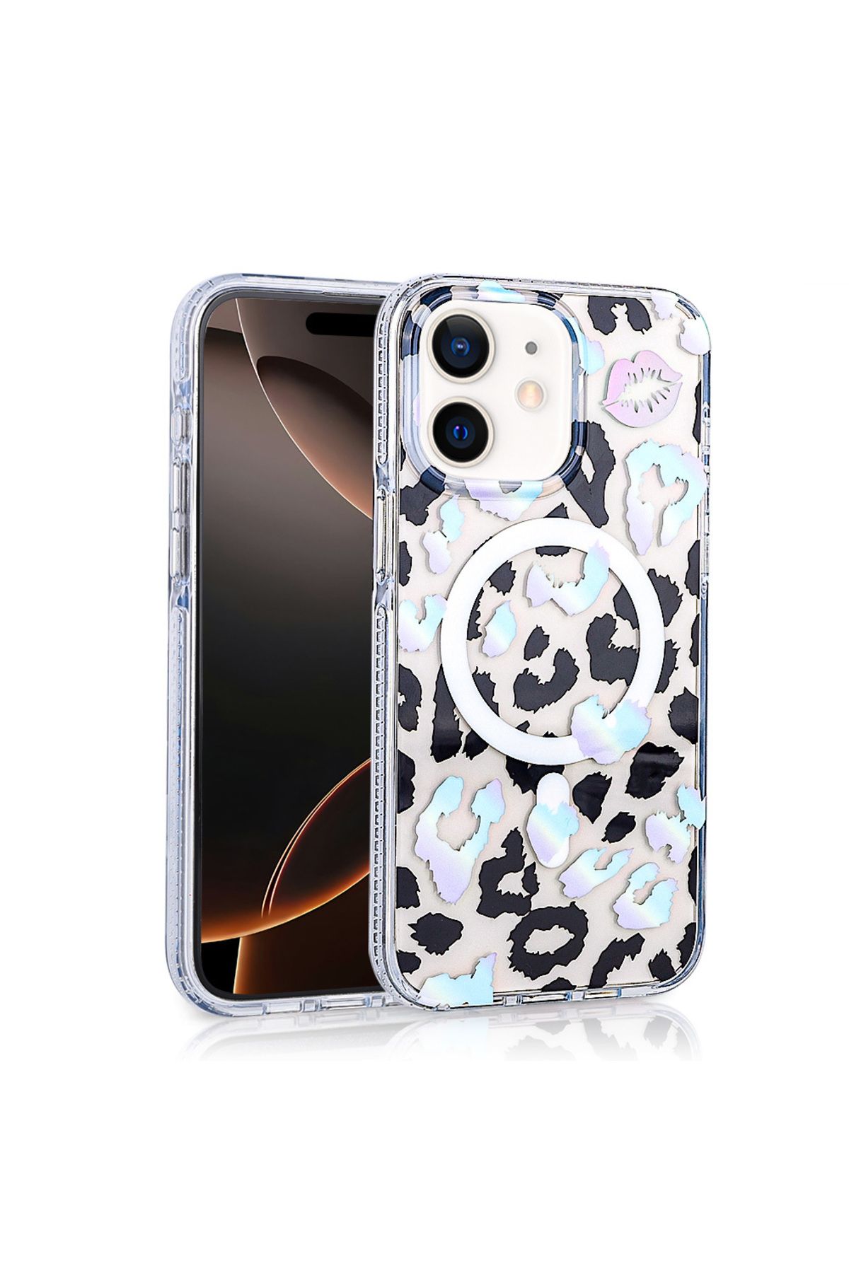 Nezih Case Apple iPhone 11 Uyumlu Magsafe Şarj Özellikli Leopar Desenli Kapak Kılıf