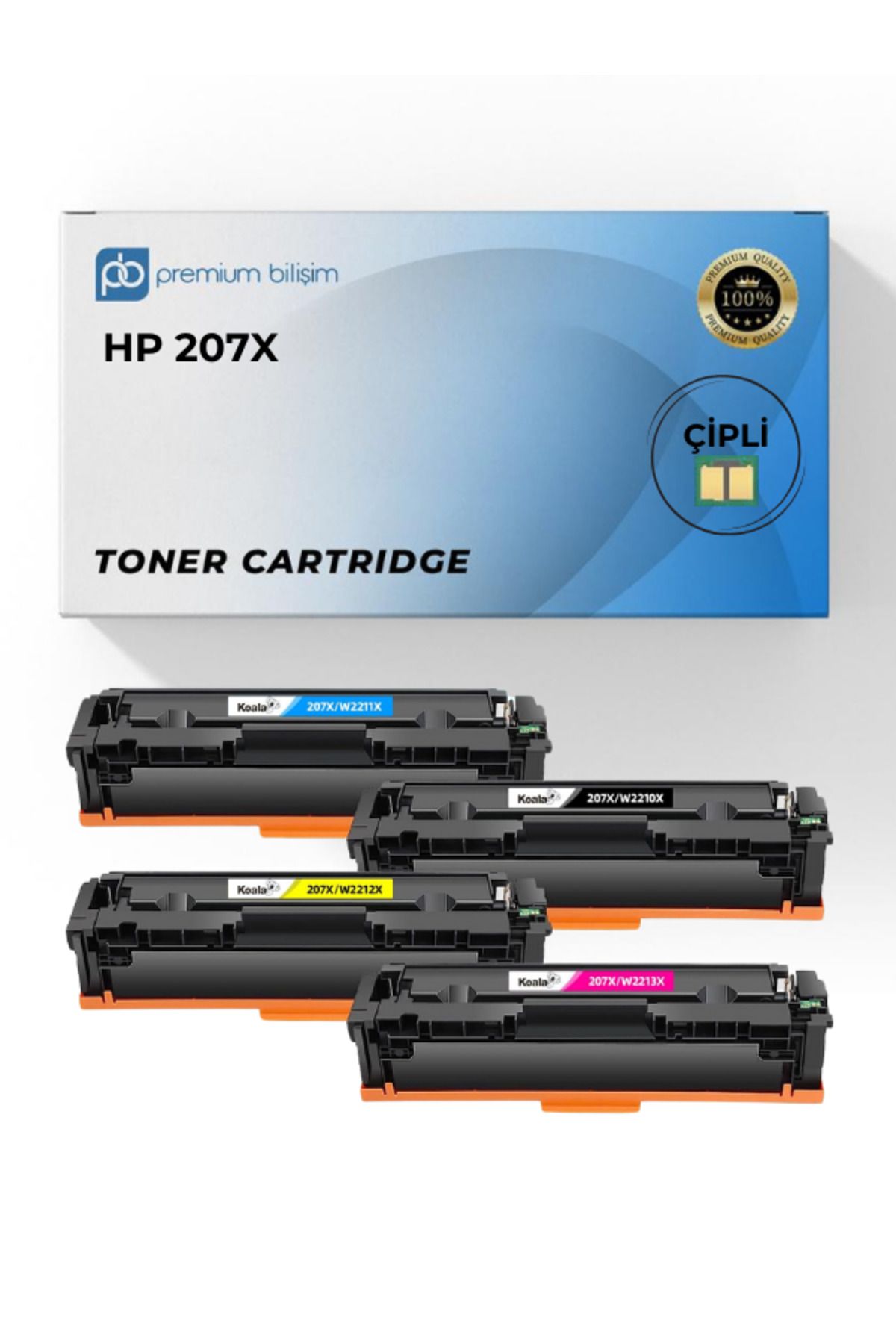 HP 207X Çipli Muadil Set - HP Color Laserjet Pro MFP M283fdw M283fdn M255dw M255nw M282nw