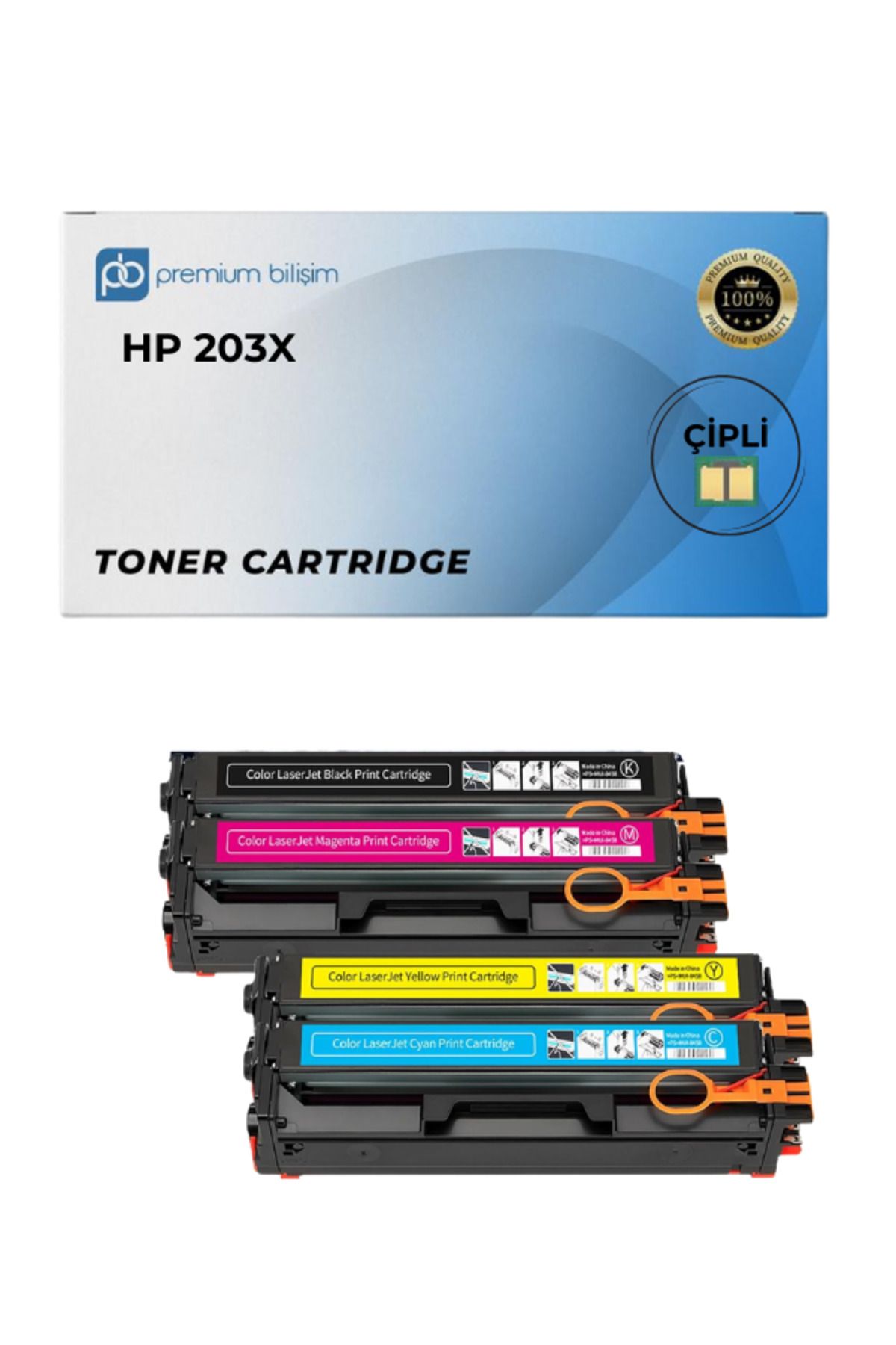 HP 203X Çipli Muadil Set -HP Color Laserjet Pro MFP M281fdw M281fdn M280nw M281cdw M254dw M254nw M254dn