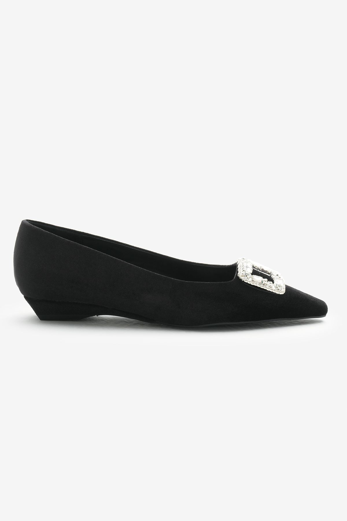 Tonny Black-Women's Black Neolit Sole Stone Square Buckle Detailed Pointed Toe Ballerinas 2