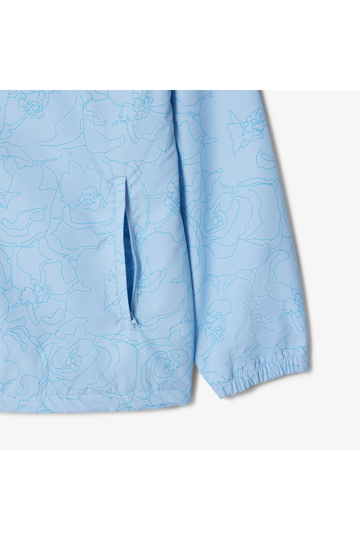 Lacoste  Erkek Regular Fit Kapüşonlu Desenli Mavi Rüzgarlık - Görsel 7