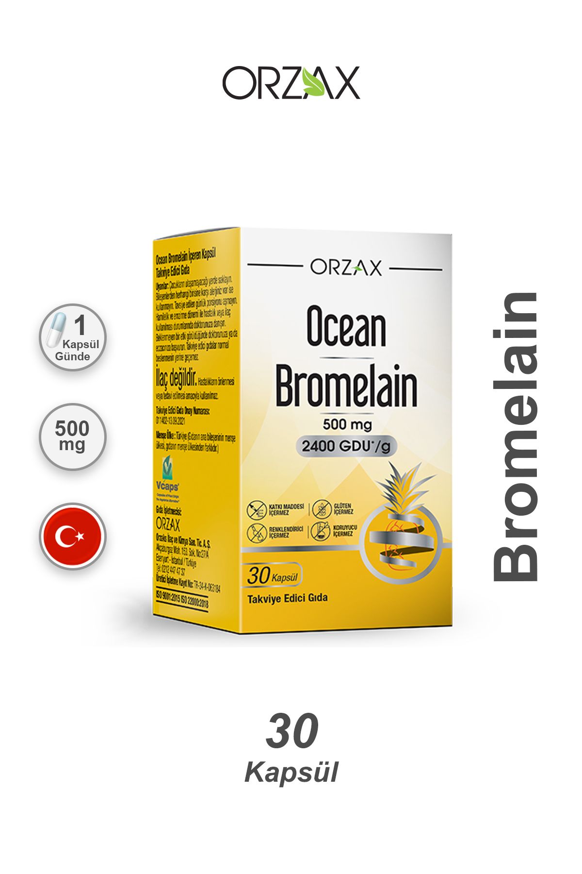 Orzax Ocean Bromelain Takviye Edici Gıda 30 Kapsül