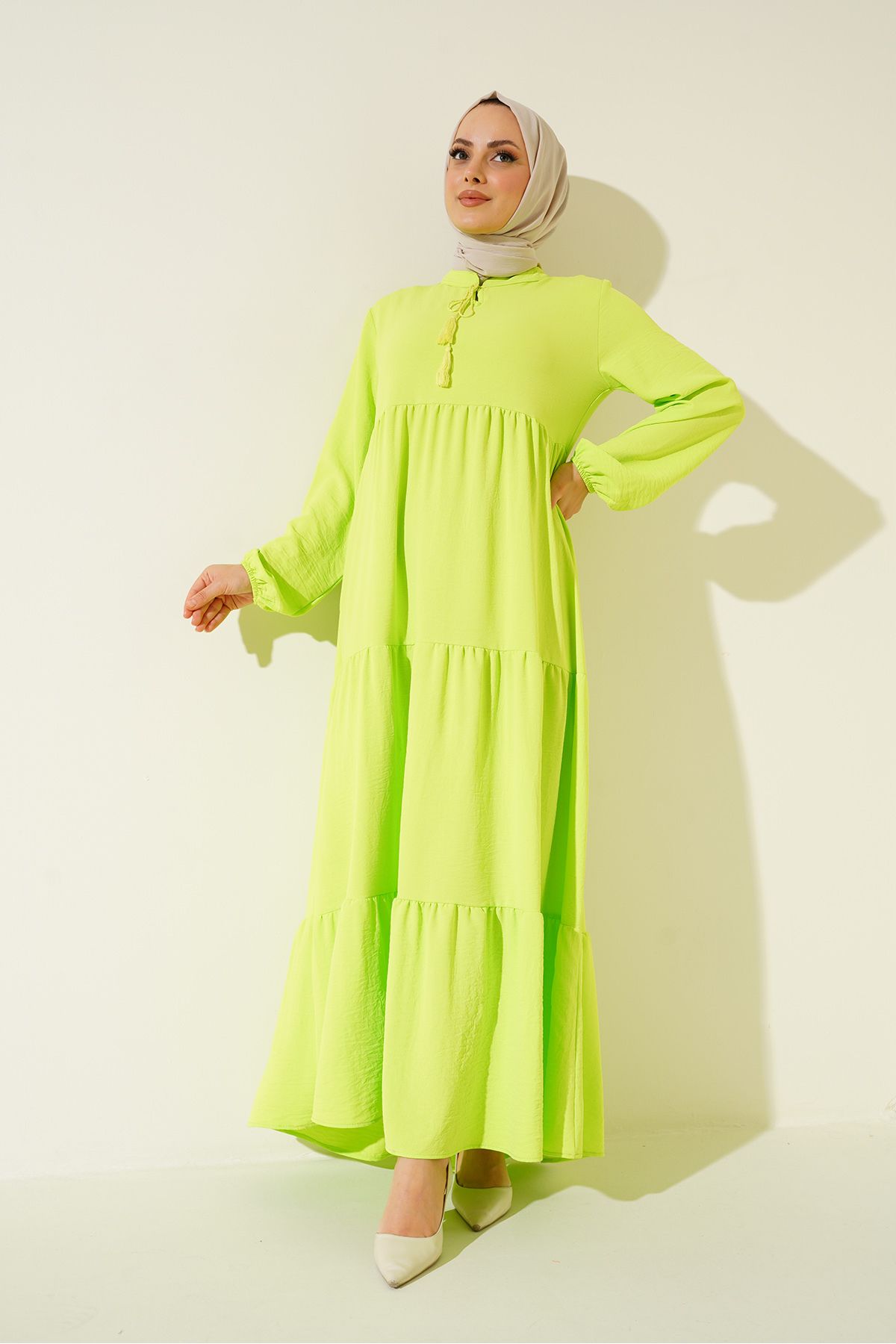 Bigdart-1627 Rochie Hijab cu Siret - V. Verde 2