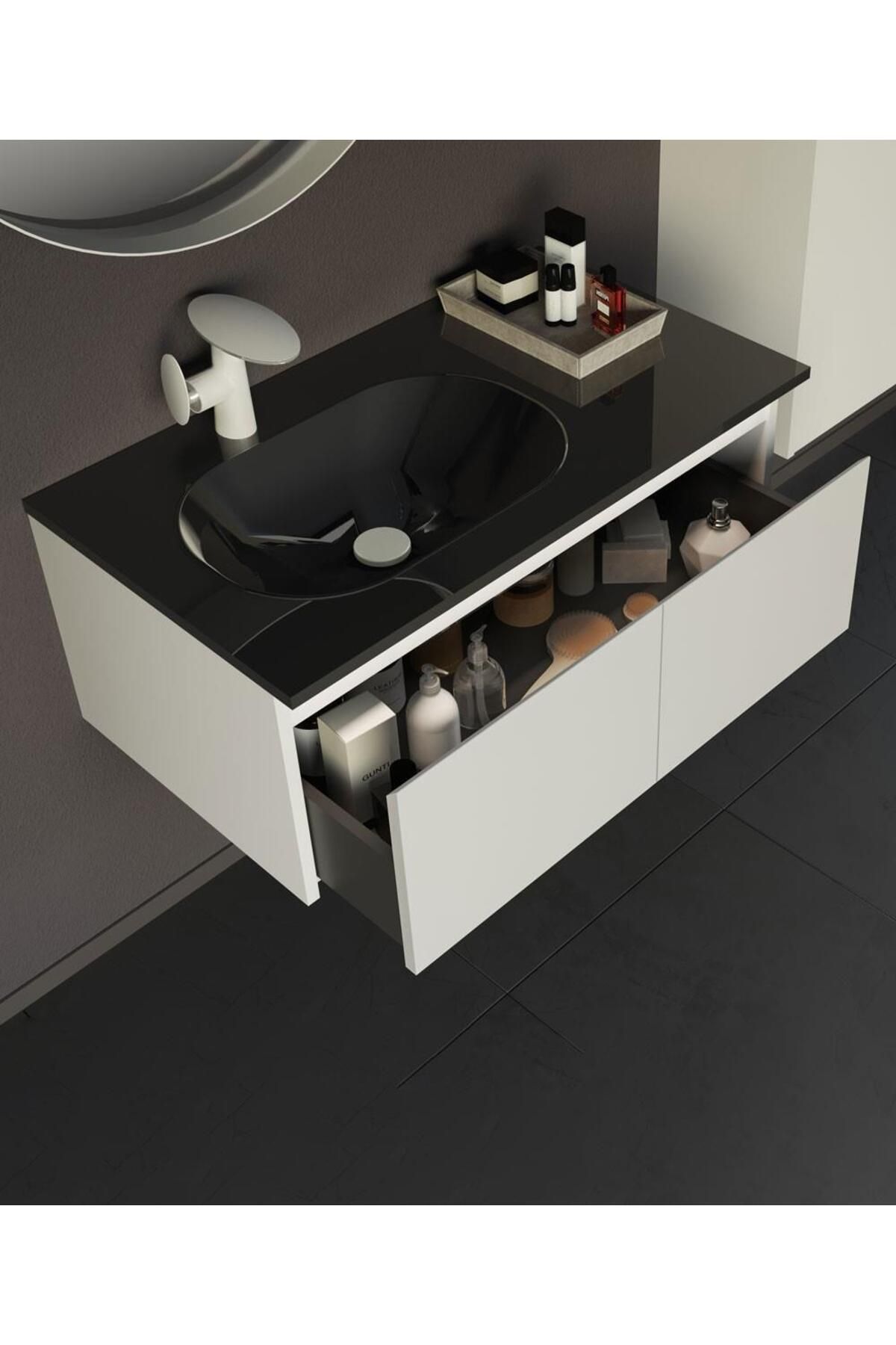 ORKA LİSBON 90 ALT MODÜL + LAVABO  MAT BEYAZ 5001426