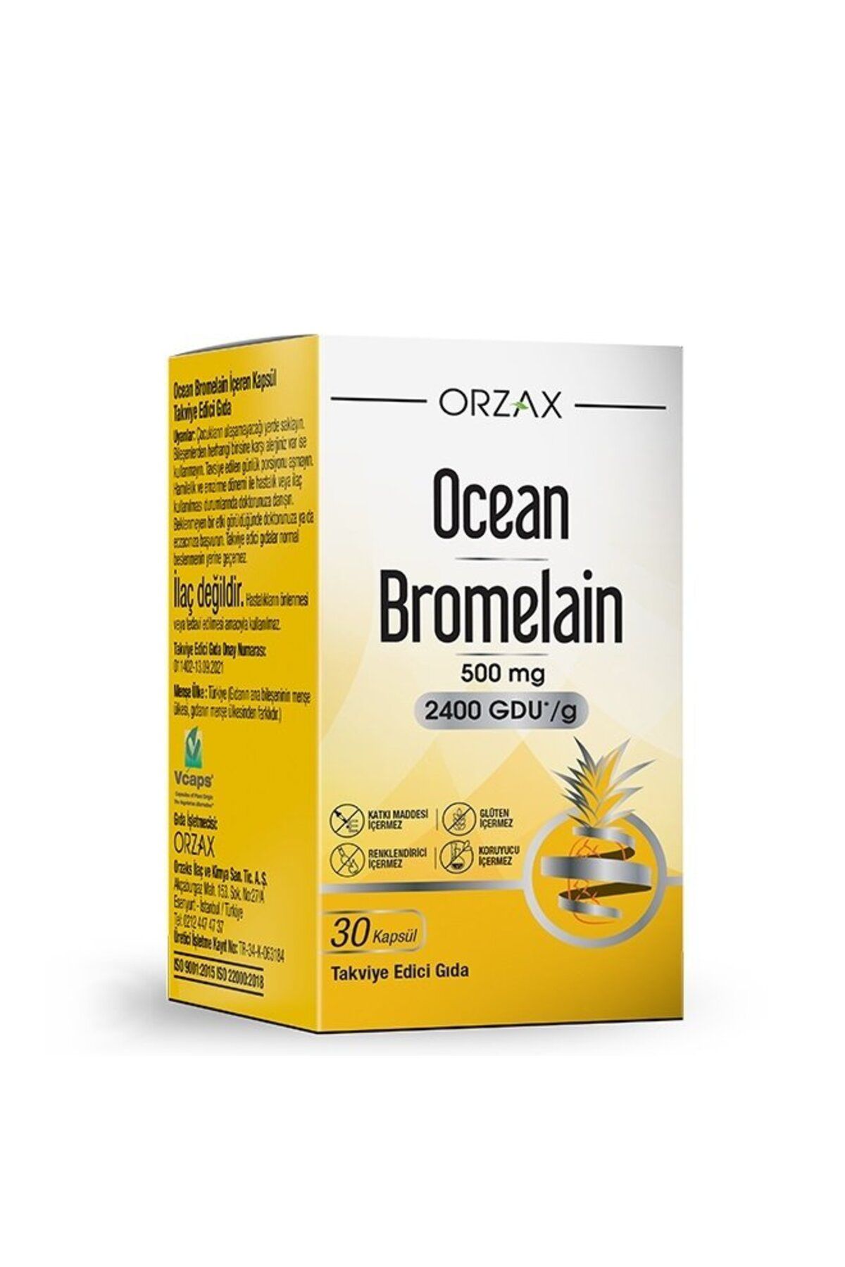 Ocean Orzax Ocean Bromelain 500 MG 2400 GDU/g 30 Kapsül