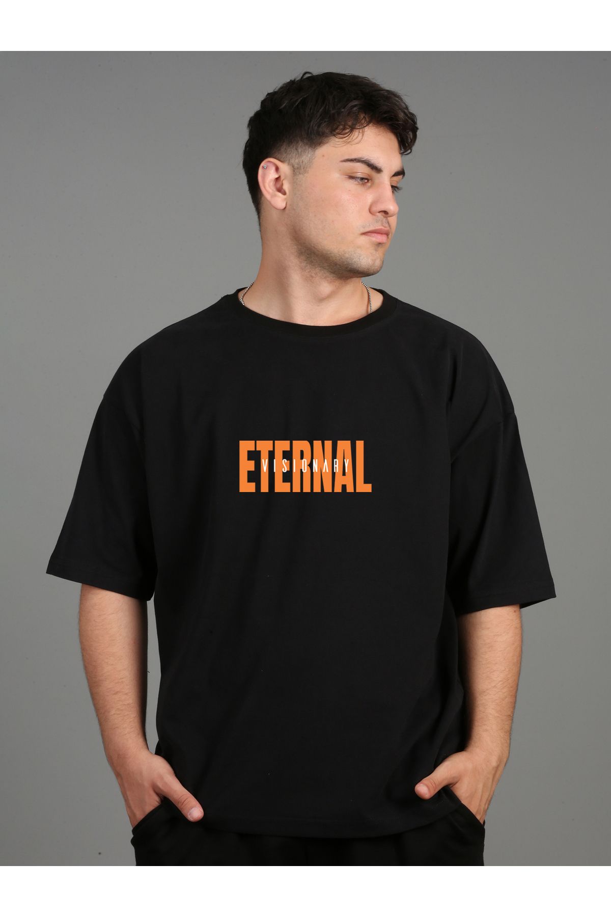 SOFT Premium Oversize  Unisex Siyah T-shirt Eternal Baskılı