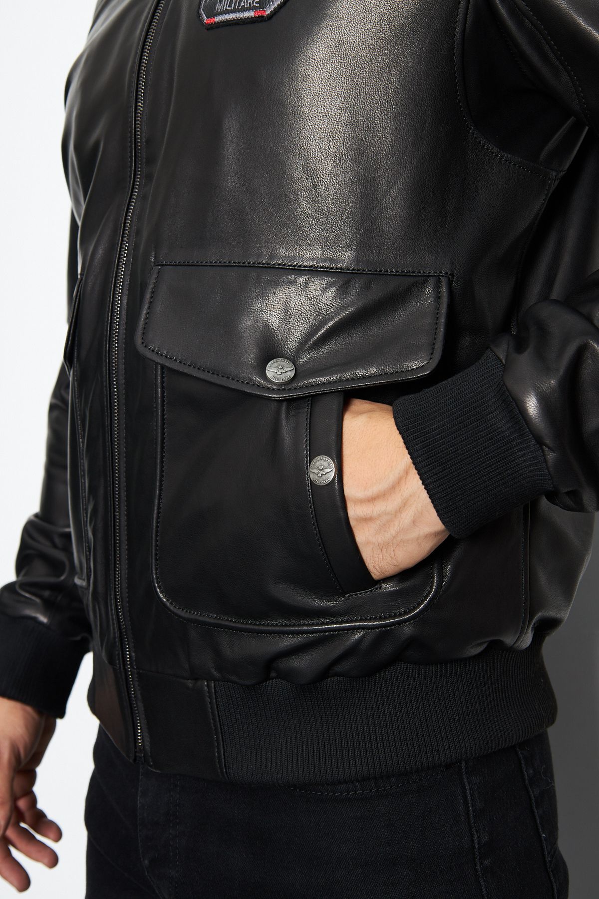 By Marki Marki-Maverick Black Genuine Leather Jacket with Shearling Collar and Zipper Detail, 1St. Class Quality - 502322 6