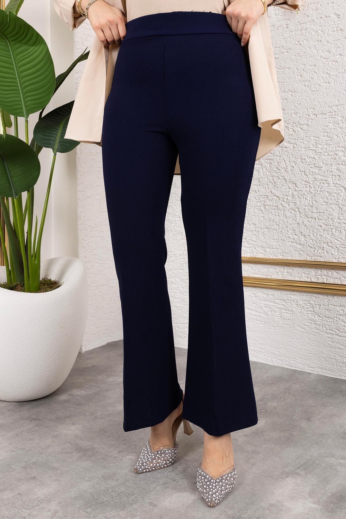 Tesettür Diyarı-Women's Lycra Crepe Fabric Spanish Leg Trousers 6