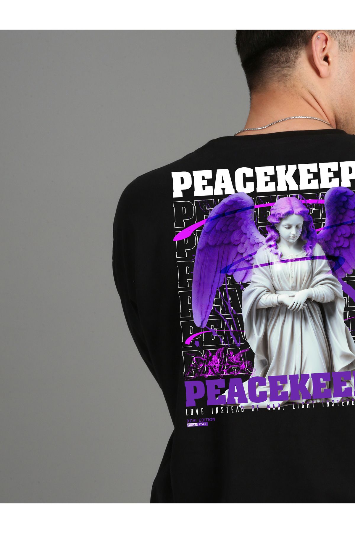 SOFT Premium Oversize  Unisex Siyah T-shirt PeaceKeeper Baskılı