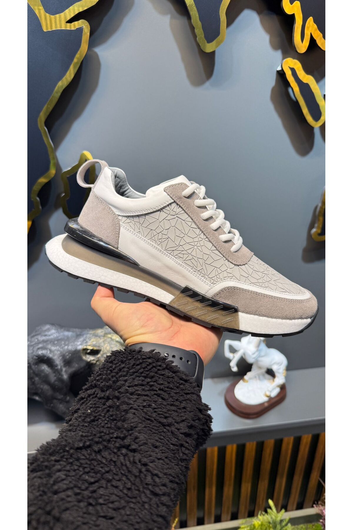 MARCHİO SHOES 1074 CAM KIRIĞI FÜME RENK HAKİKİ DERİ SNEAKERS