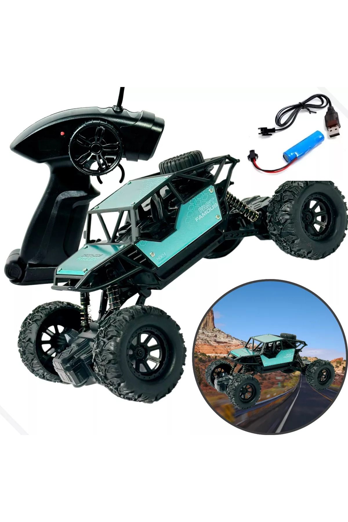 LRS STORE Uzaktan Kumandalı Şarjlı Araba Metal Gövde Off Road Jeep Metal Gövde 1:18 RC Bigfood Arazi Aracı